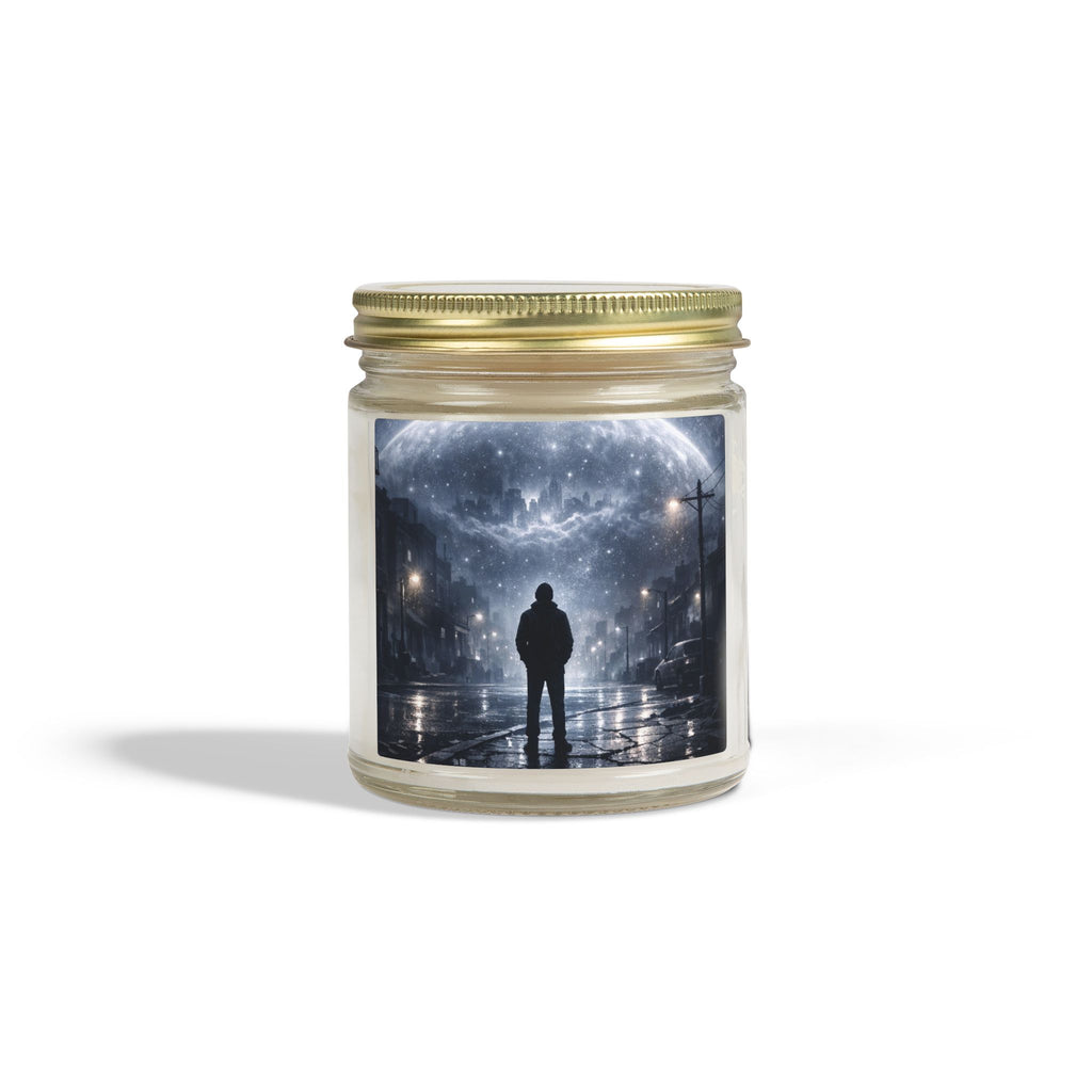 PRB Lone Figure Under Moonlight Candle | Coconut Apricot Wax Jar by Power Runs Black