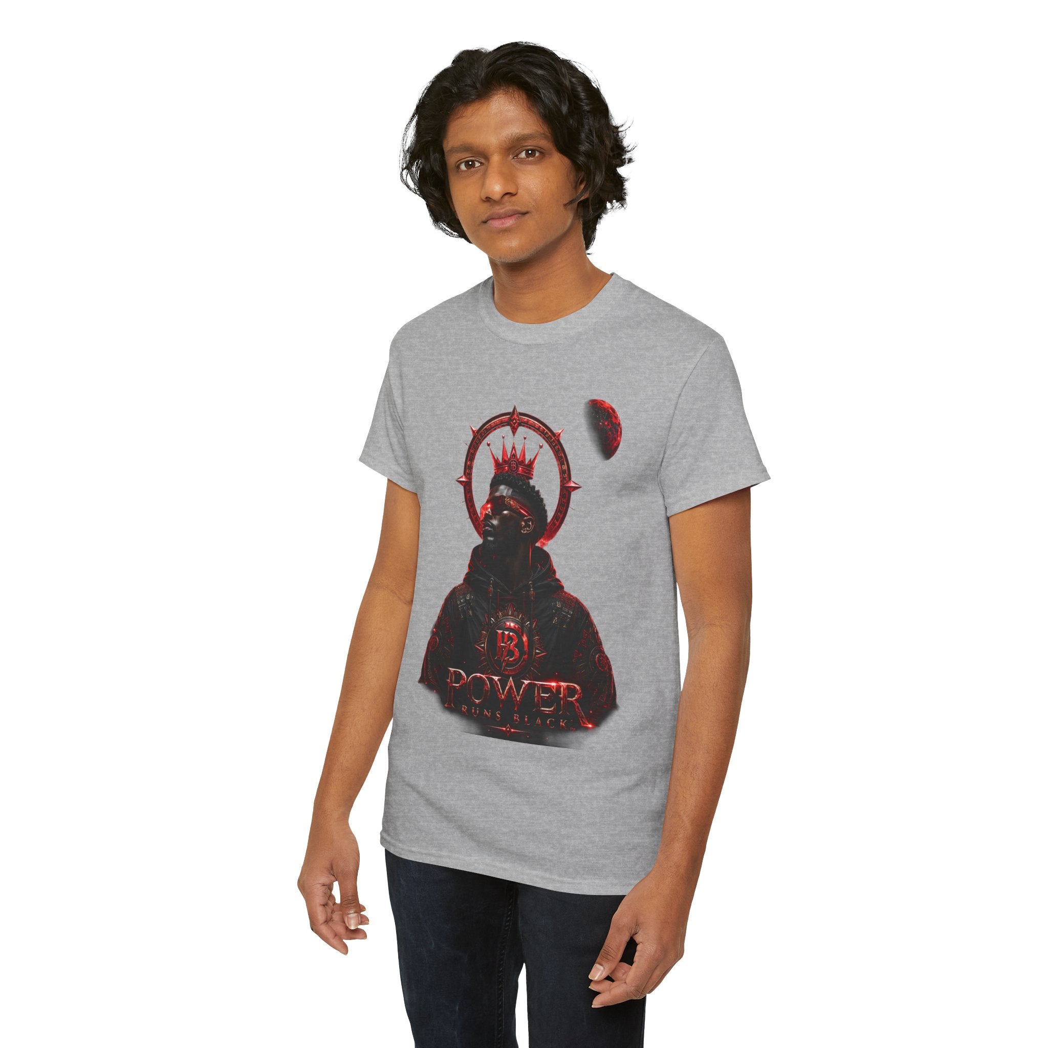 Power Runs Black Red Angel Graphics Tee by Printify
