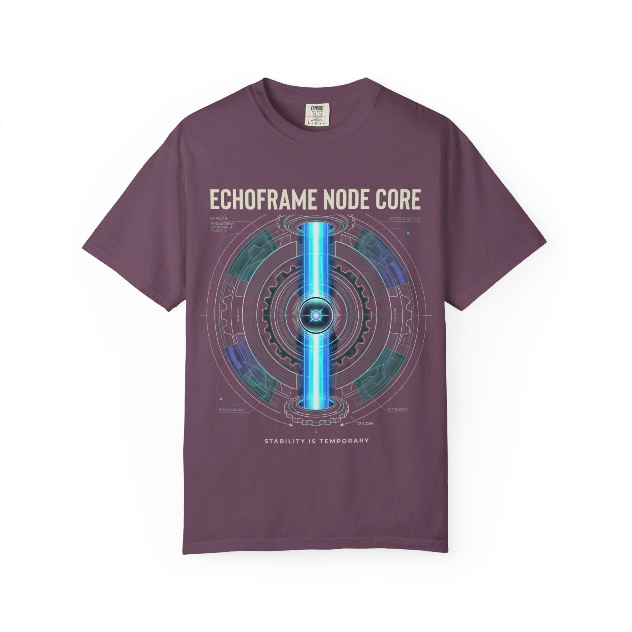 Power Runs Black PRB Echoframe Node Core T-Shirt — Futuristic Tech Graphic Tee by Power Runs Black