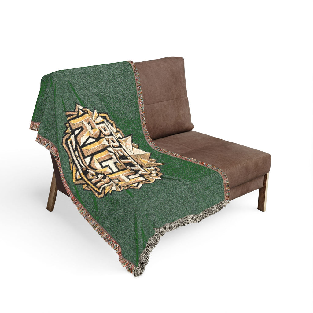 Power Runs Black PRB Pretty Rich Bitch Southwestern Aztec Pattern Woven Blanket | Tribal Throw, Geometric Fringe by Printify