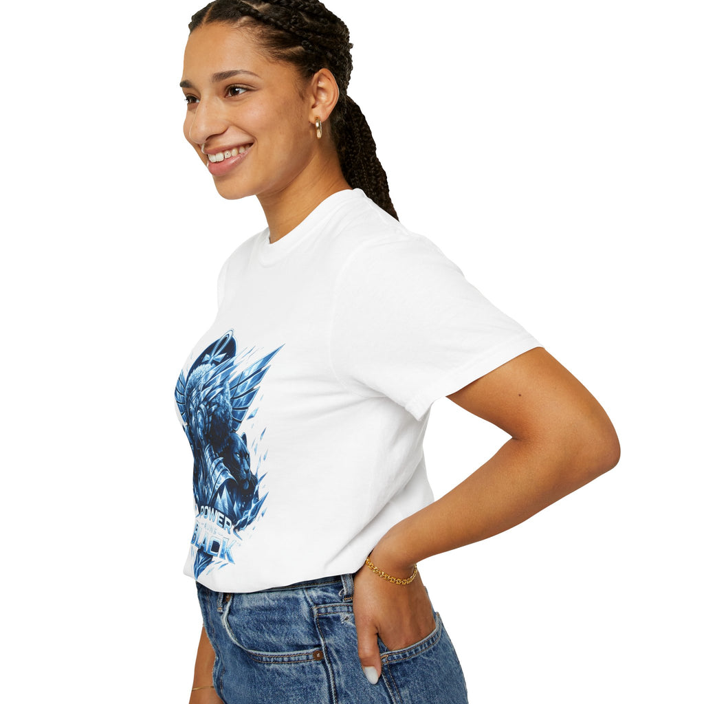 Power of Black Graphic T-Shirt — Egyptian Ankh Warrior Design by Power Runs Black