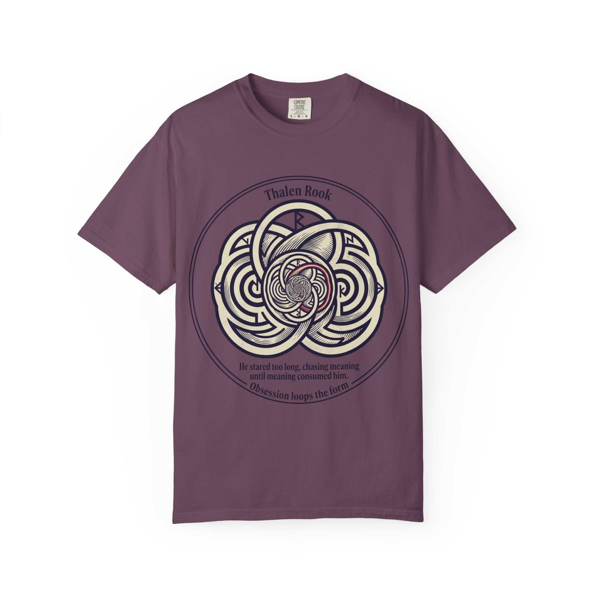 Power Runs Black PRB Thalen Rook Celtic Knot Graphic T-Shirt — "He stared too long..." Quote Tee by Power Runs Black