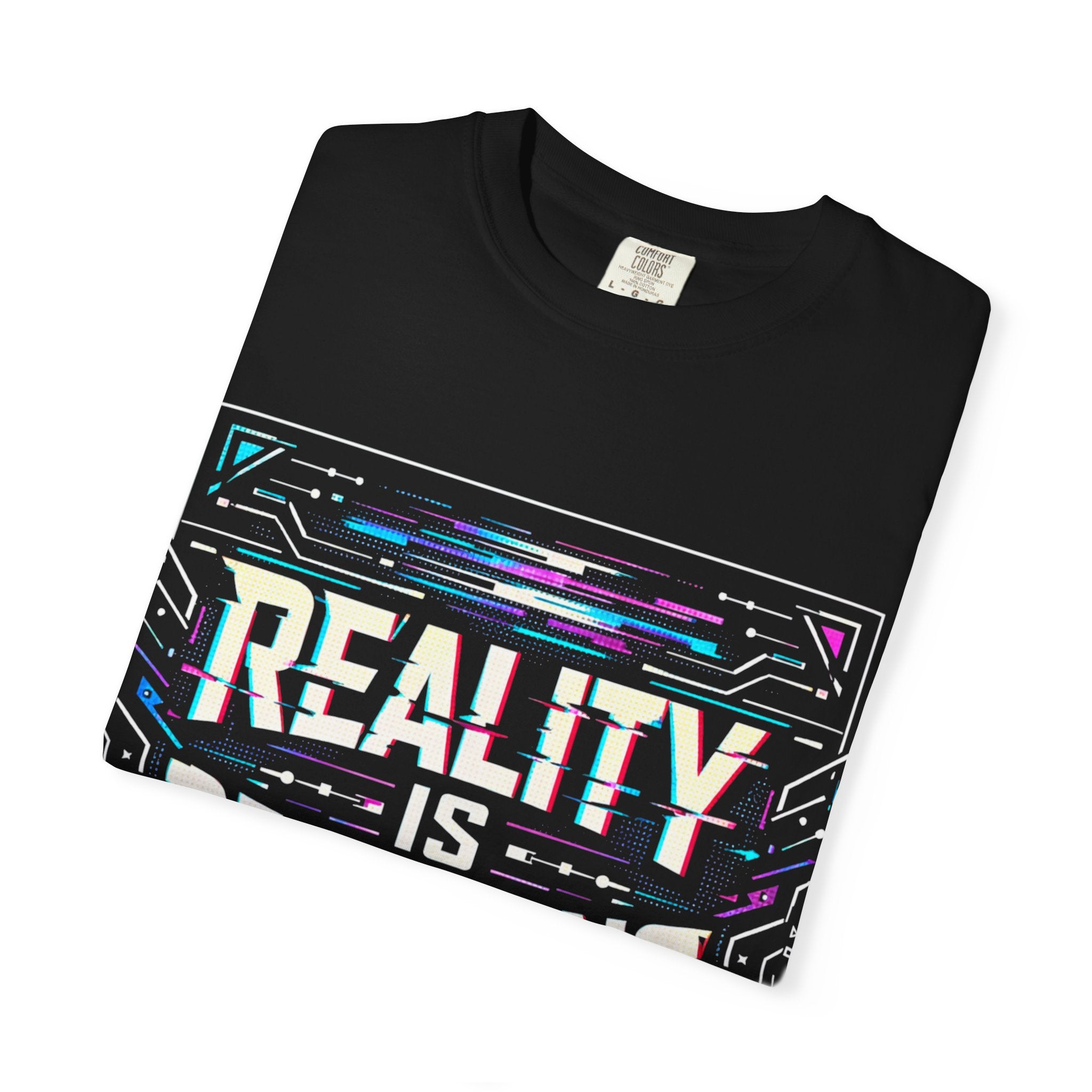 Power Runs Black PRB Glitchy Pastel "Reality Is Desyncing" T-Shirt by Printify
