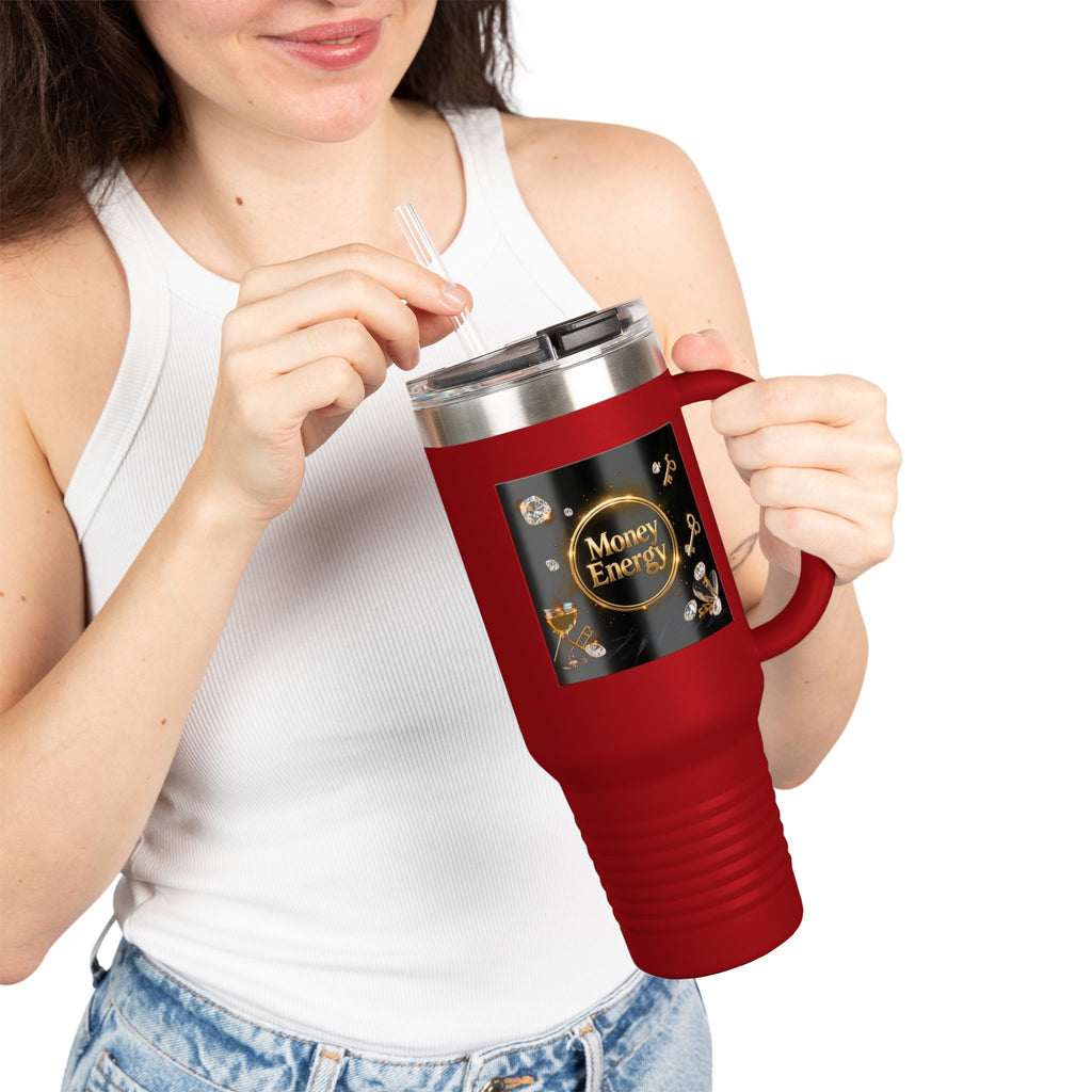 PRB 40oz Insulated Travel Mug — "Money Energy" Motivational Design by Printify