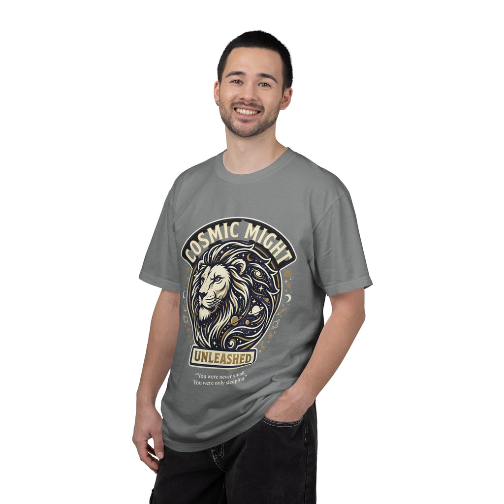 PRB Starforged Flex Cosmic Might Unleashed Lion Graphic T-Shirt — "Unleashed" Inspirational Lion Tee by Power Runs Black