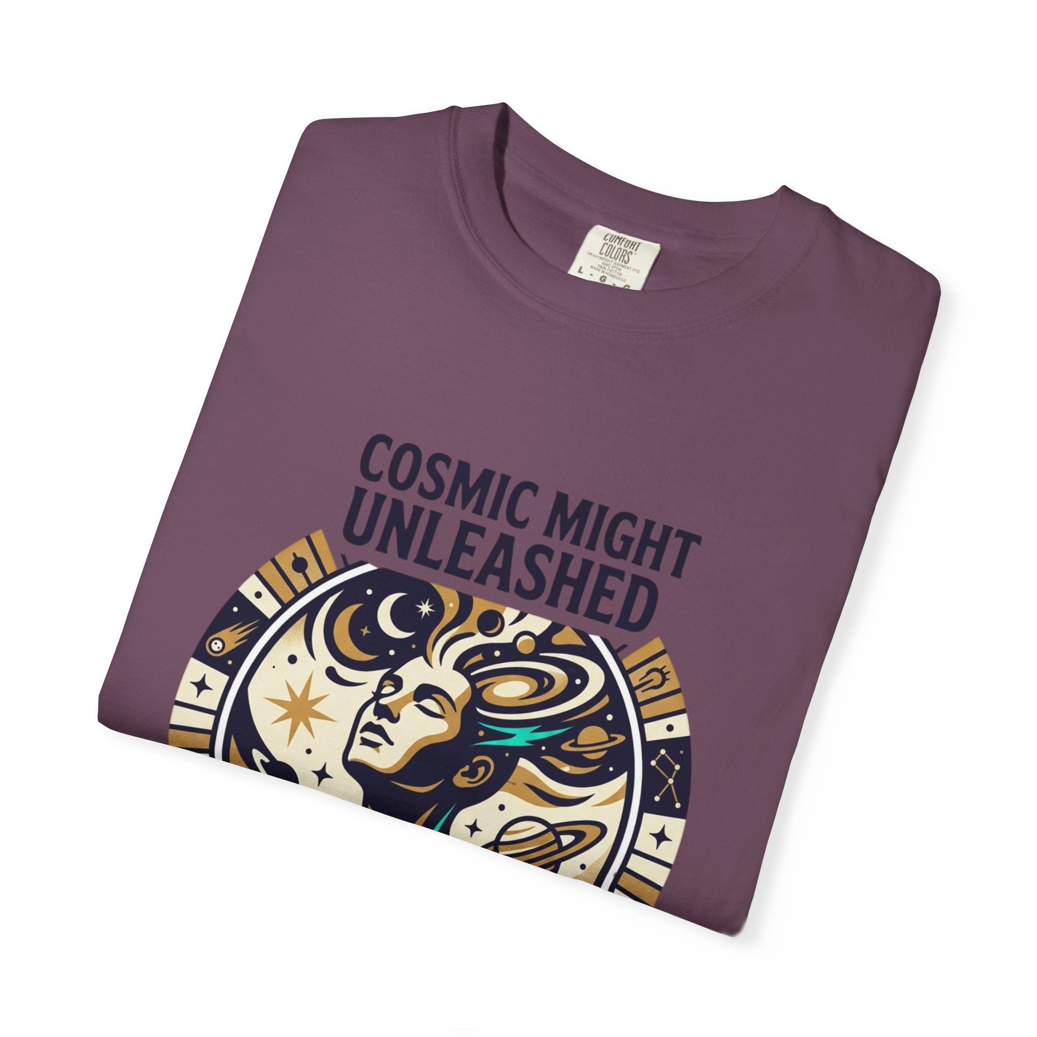 PRB Starforged Flex Cosmic Might Unleashed Graphic T-Shirt — Celestial Stag Astrology Tee by Power Runs Black