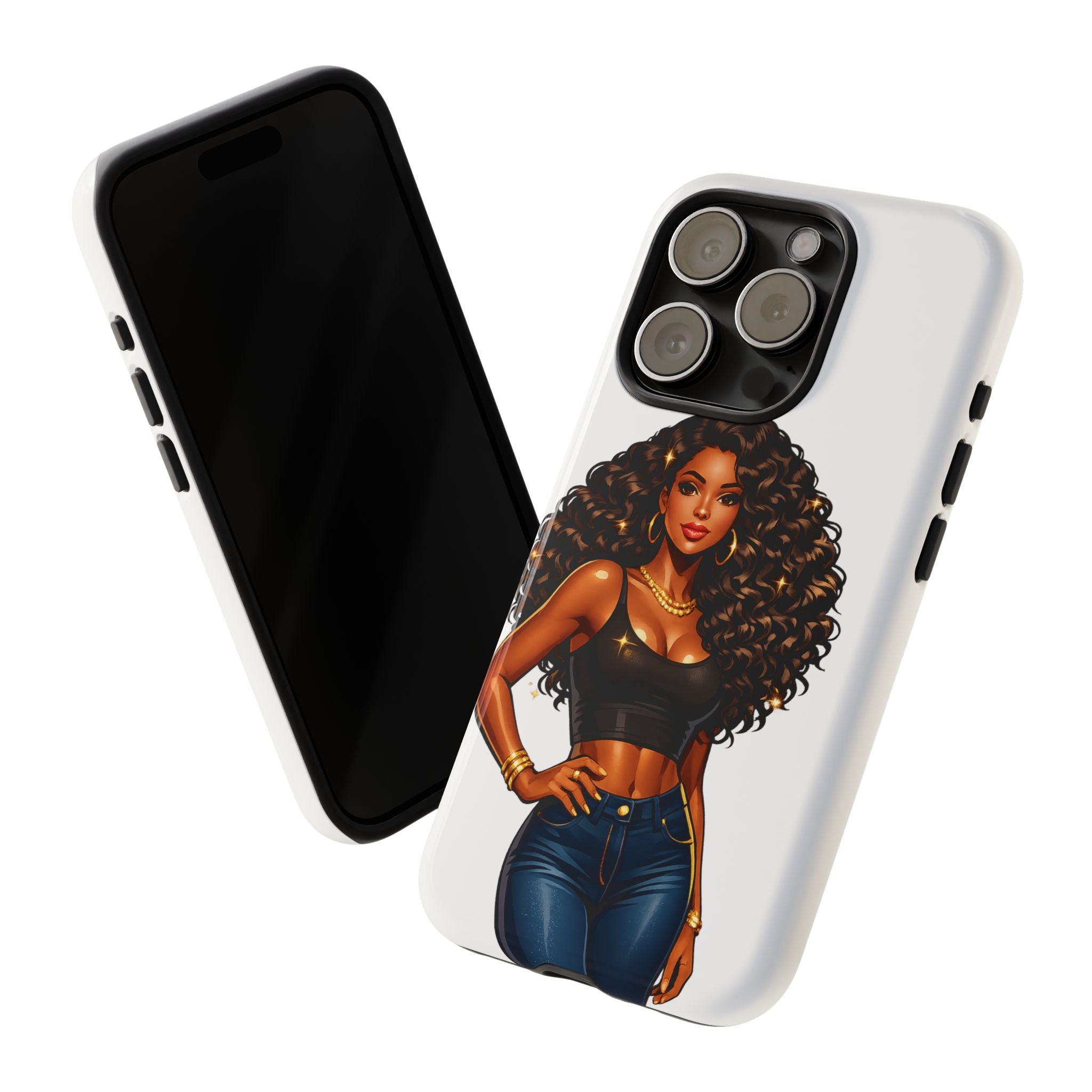 Pretty Rich Bitch by PRB Curly Hair Phone Case by Power Runs Black