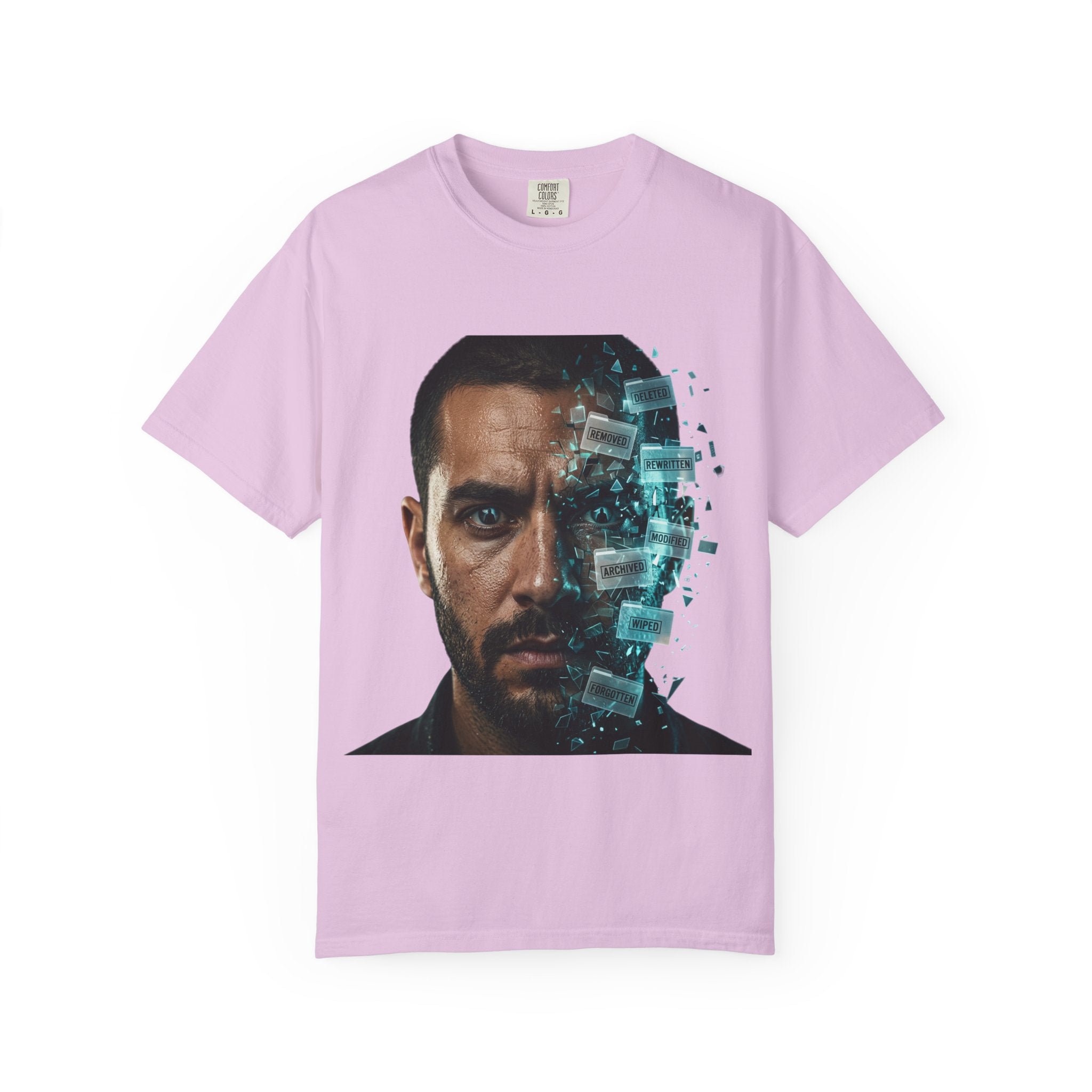 Syndication Loop Cyberpunk Portrait Tee — Tech-Noir Graphic T-Shirt | Power Runs Black by Printify