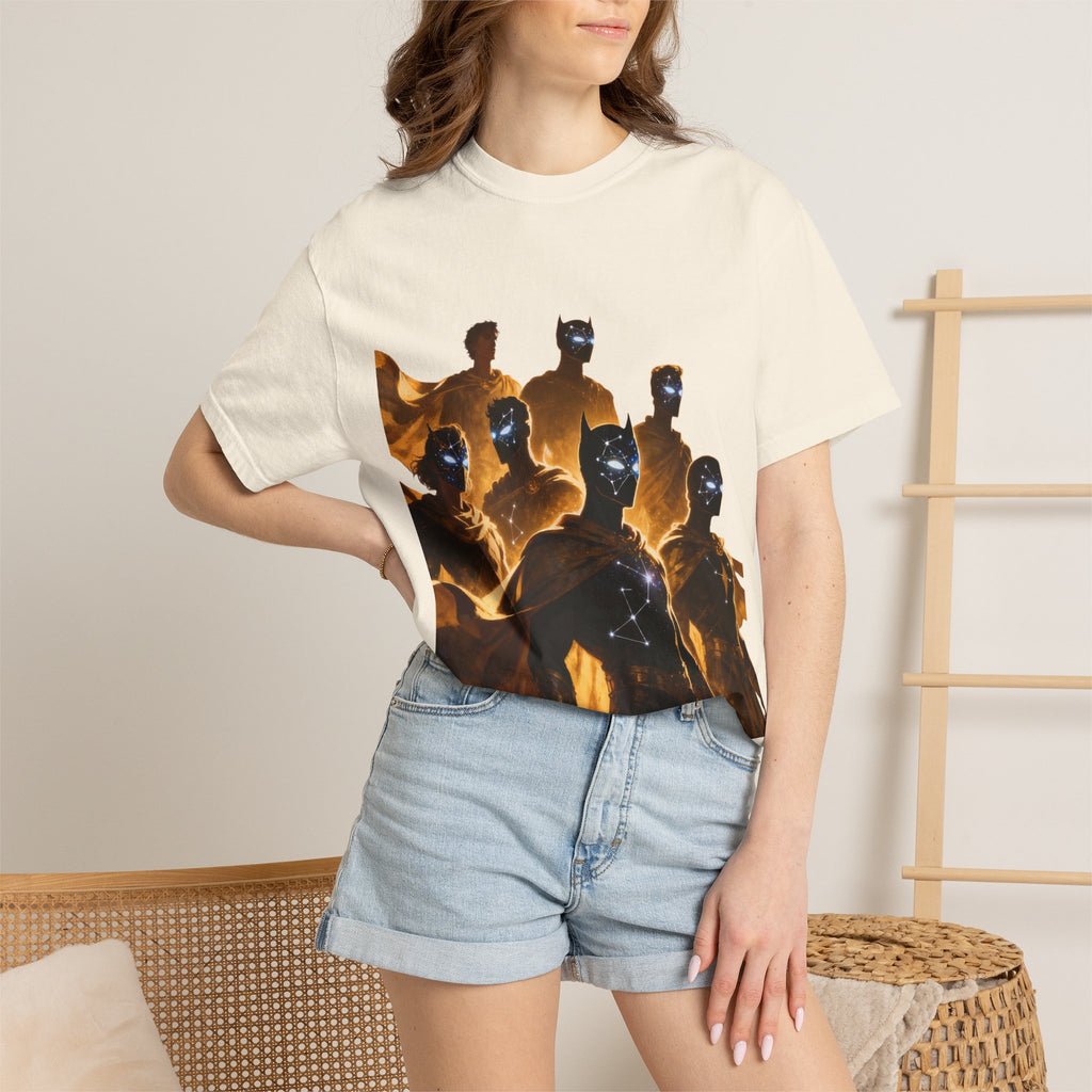 PRB Cosmic Heroes Graphic Tee (Golden Cloaks & Starry Faces) by Printify