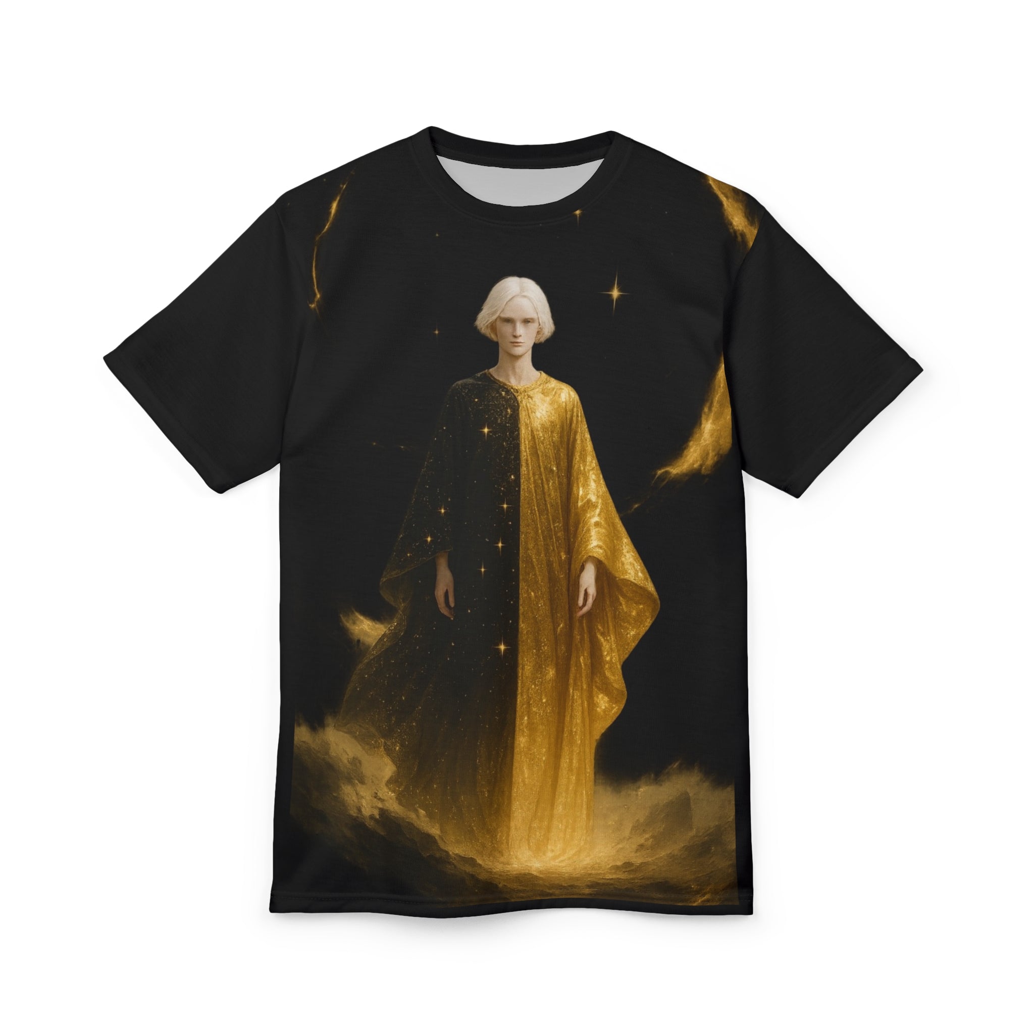 PRB Golden Night Astral Figure Tee | All-Over Print by Power Runs Black