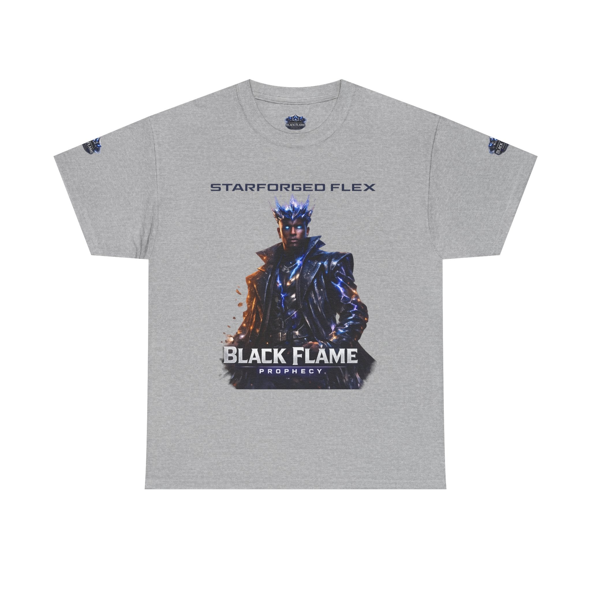 Black Flame Prophecy Graphic Tee — Dark Fantasy Sci-Fi T-Shirt | Power Runs Black by Printify