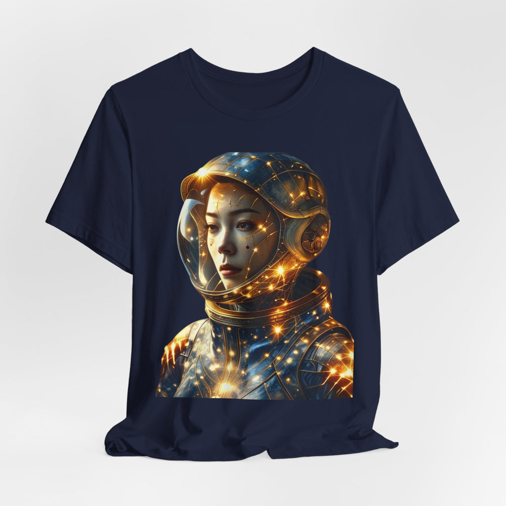 PRB Astronaut Portrait Tee — Starry Cosmic Helmet Graphic T-Shirt by Power Runs Black