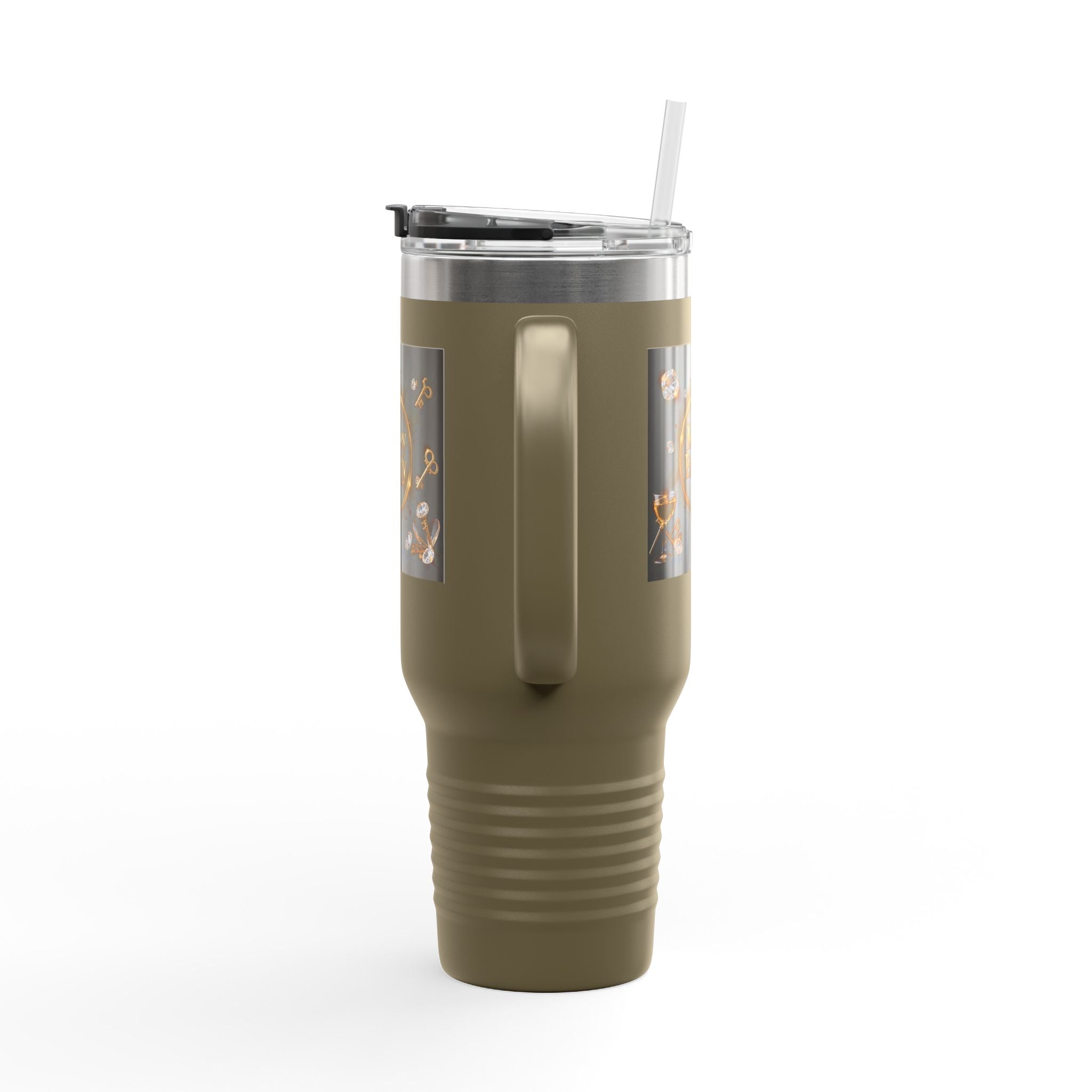 PRB 40oz Insulated Travel Mug — "Money Energy" Motivational Design by Power Runs Black
