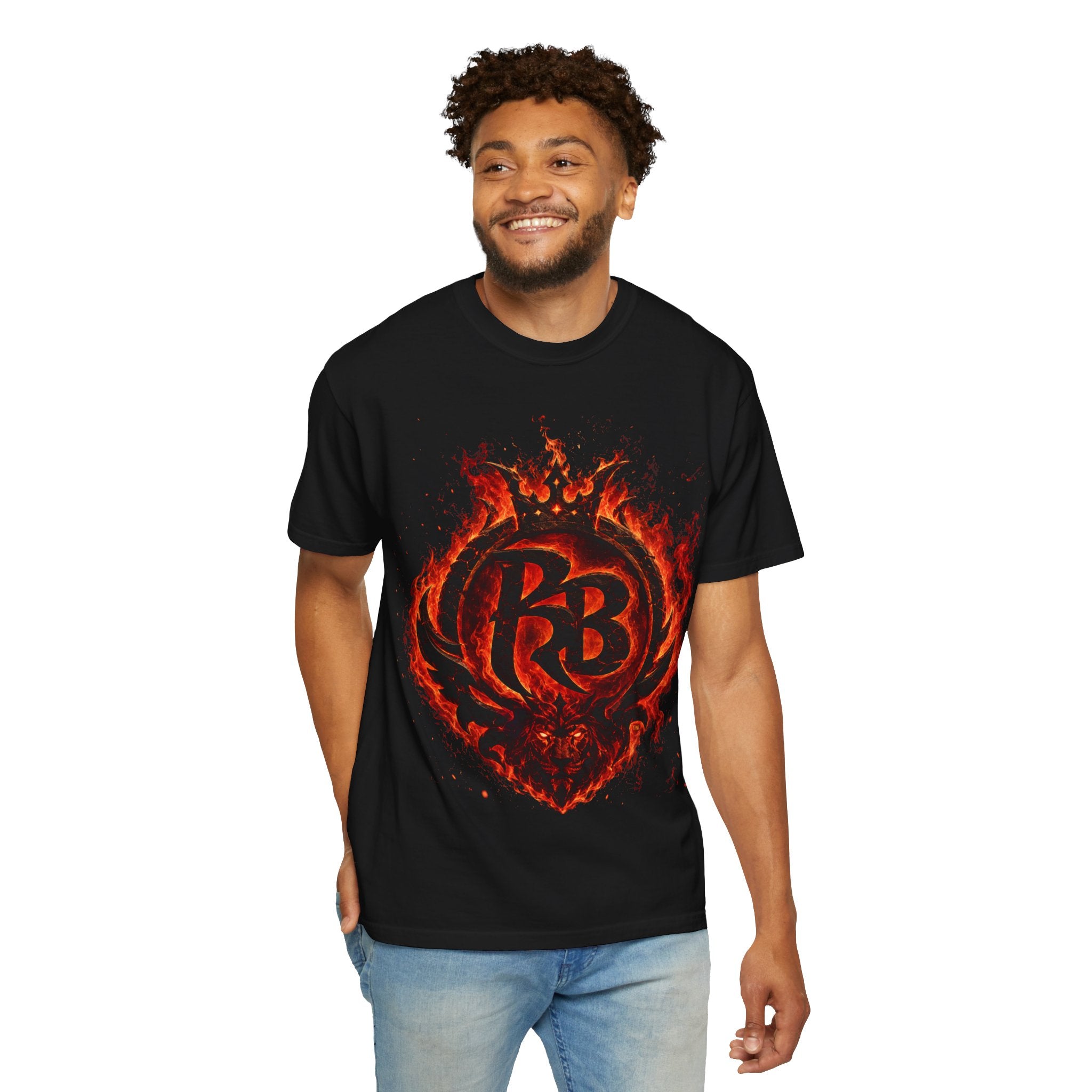 Power Runs Back PRB Flame Logo T-shirt | Fiery Emblem Tee, Grunge Rock Chic by Power Runs Black