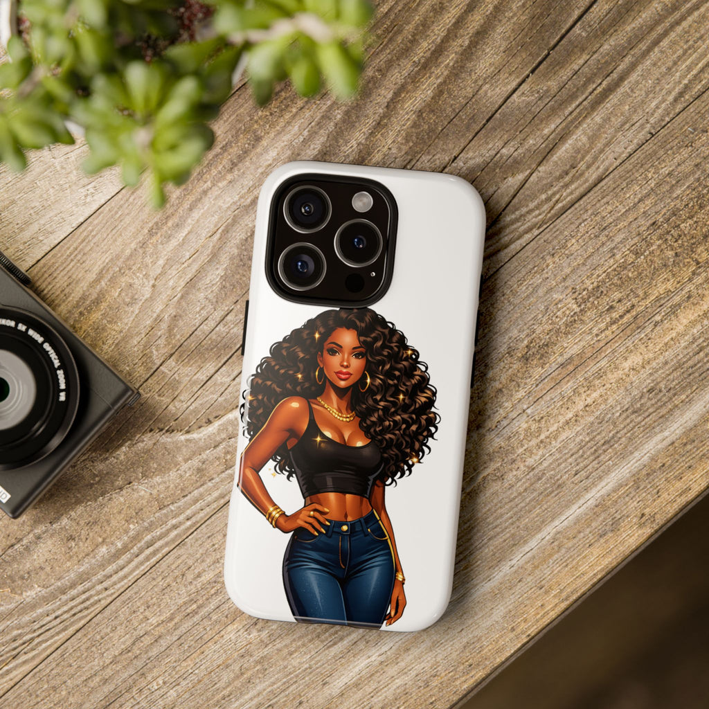 Pretty Rich Bitch by PRB Curly Hair Phone Case by Power Runs Black