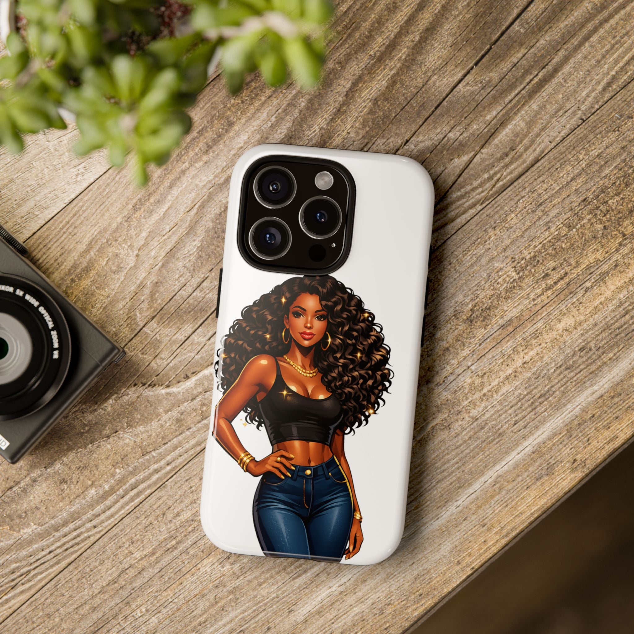 Pretty Rich Bitch by PRB Curly Hair Phone Case by Power Runs Black