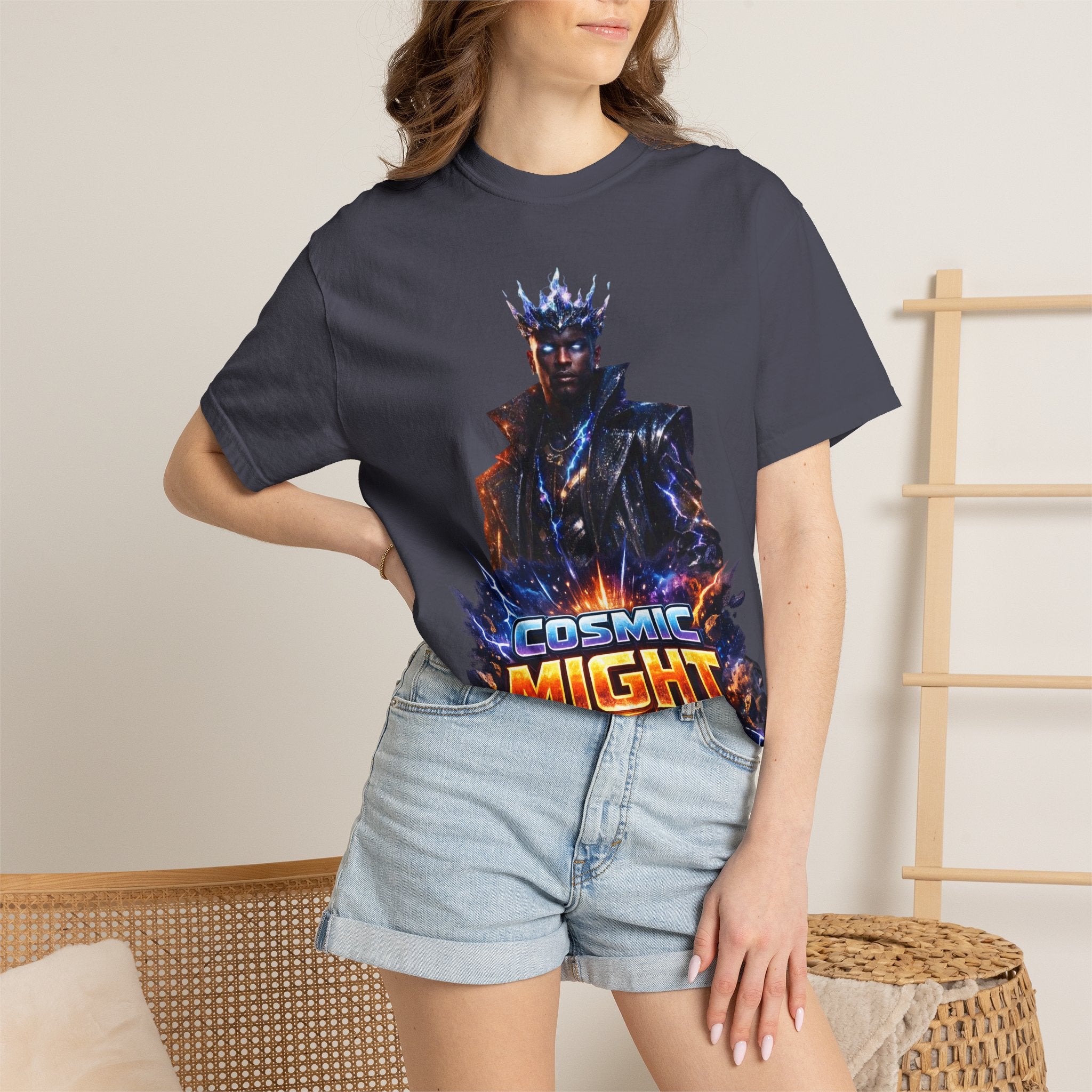 PRB Cosmic Might Unleashed T-shirt | Space Warrior Graphic Tee by Power Runs Black
