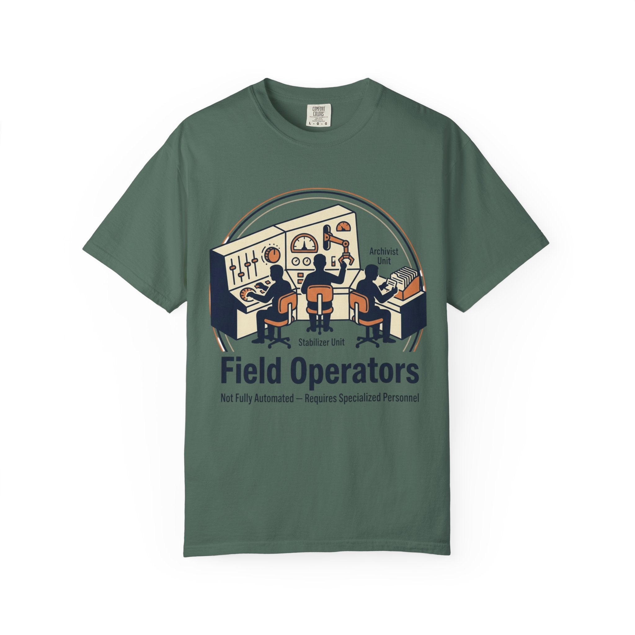 Power Runs Black PRB Field Operators T-Shirt — "Field Operators: Not Fully Automated — Requires Specialized Personnel" by Power Runs Black