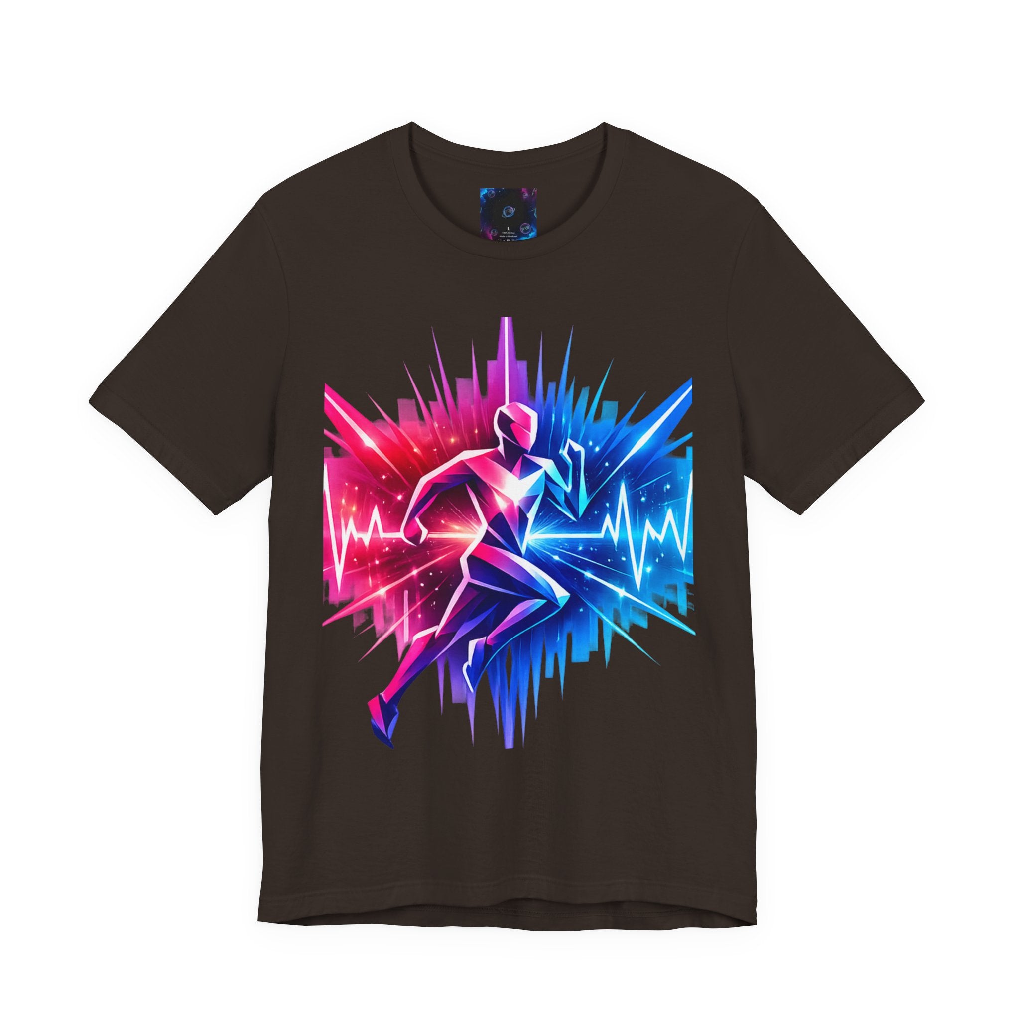 Power Runs Black PRB Running Pulse Graphic Tee — Neon Runner Heartbeat Sports T‑Shirt by Power Runs Black