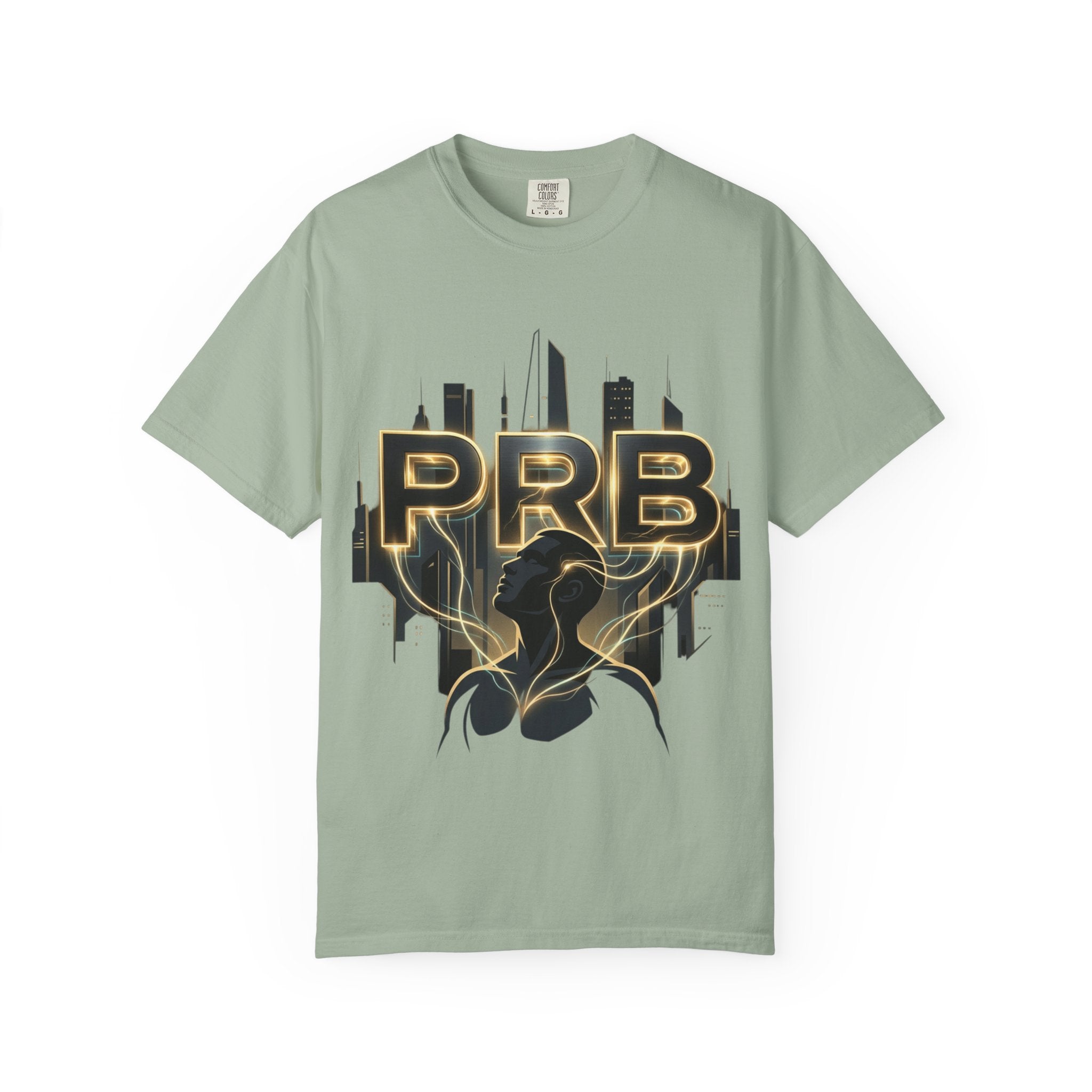 PRB Cityscape Graphic T-Shirt | Black & Gold Urban Streetwear Tee by Printify
