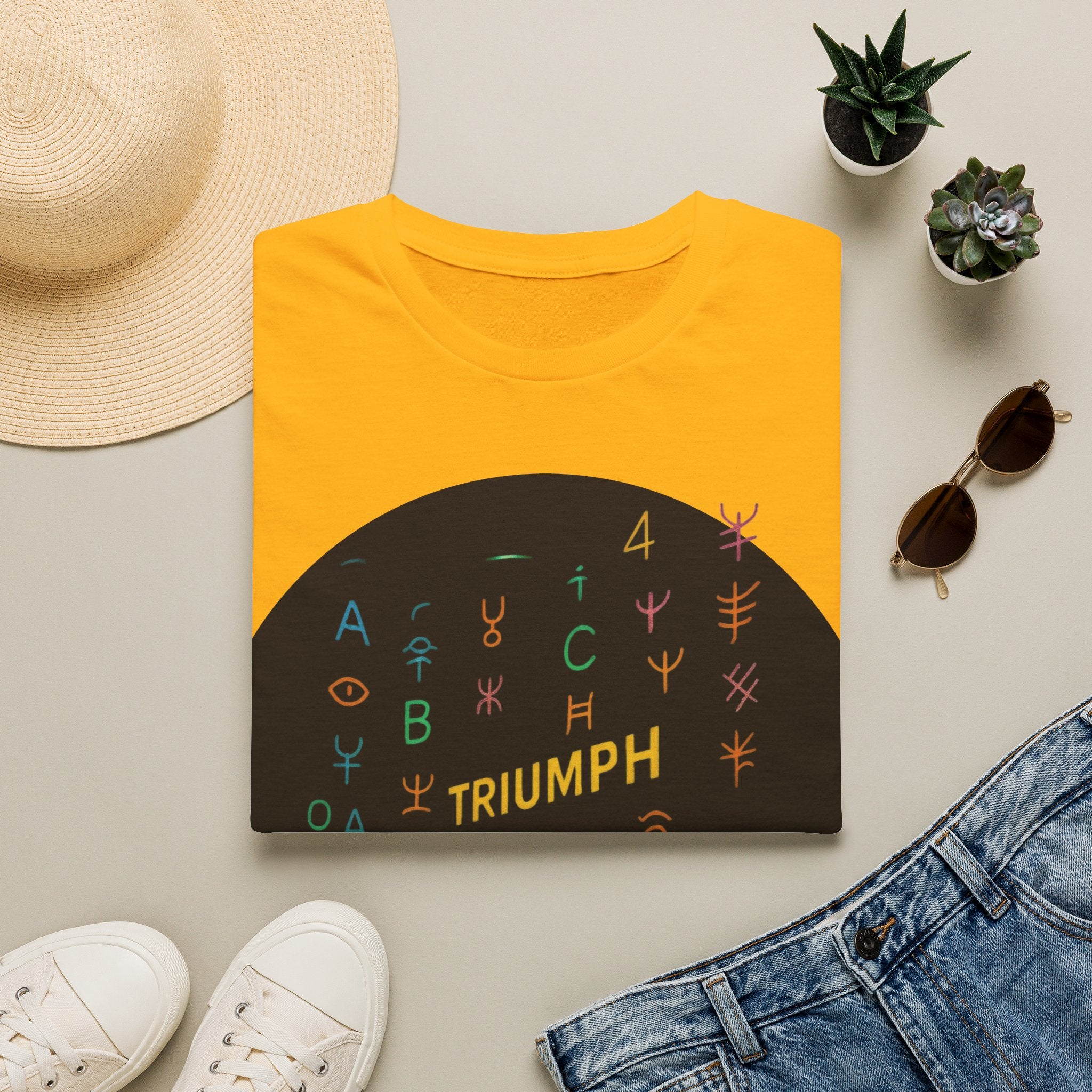 PRB Triumph Afro Hair Silhouette T-Shirt | Black Hair Alphabet Design by Printify
