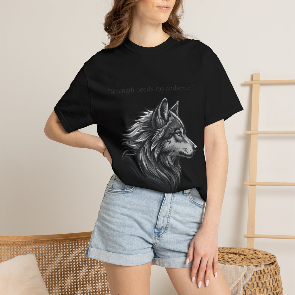 PRB Wolf Head T-Shirt — "Strength needs no audience" Inspirational Graphic Tee by Printify