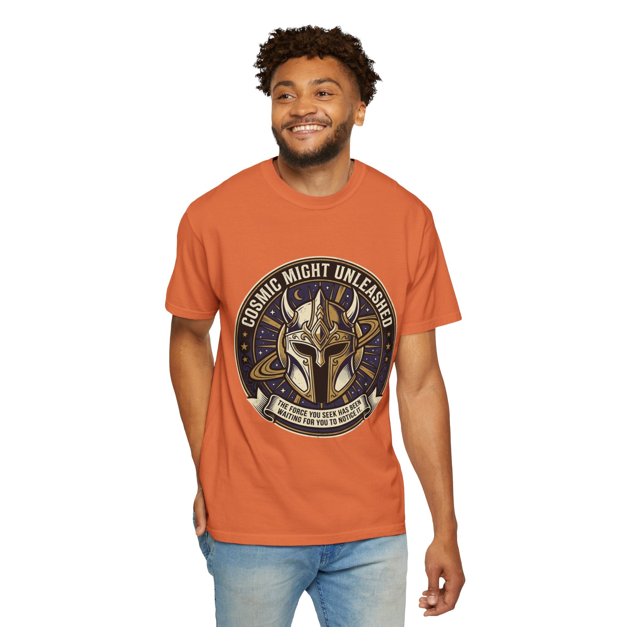 PRB Starforged Flex Cosmic Might Unleashed T-Shirt — Mythic Helmet Graphic Tee by Power Runs Black