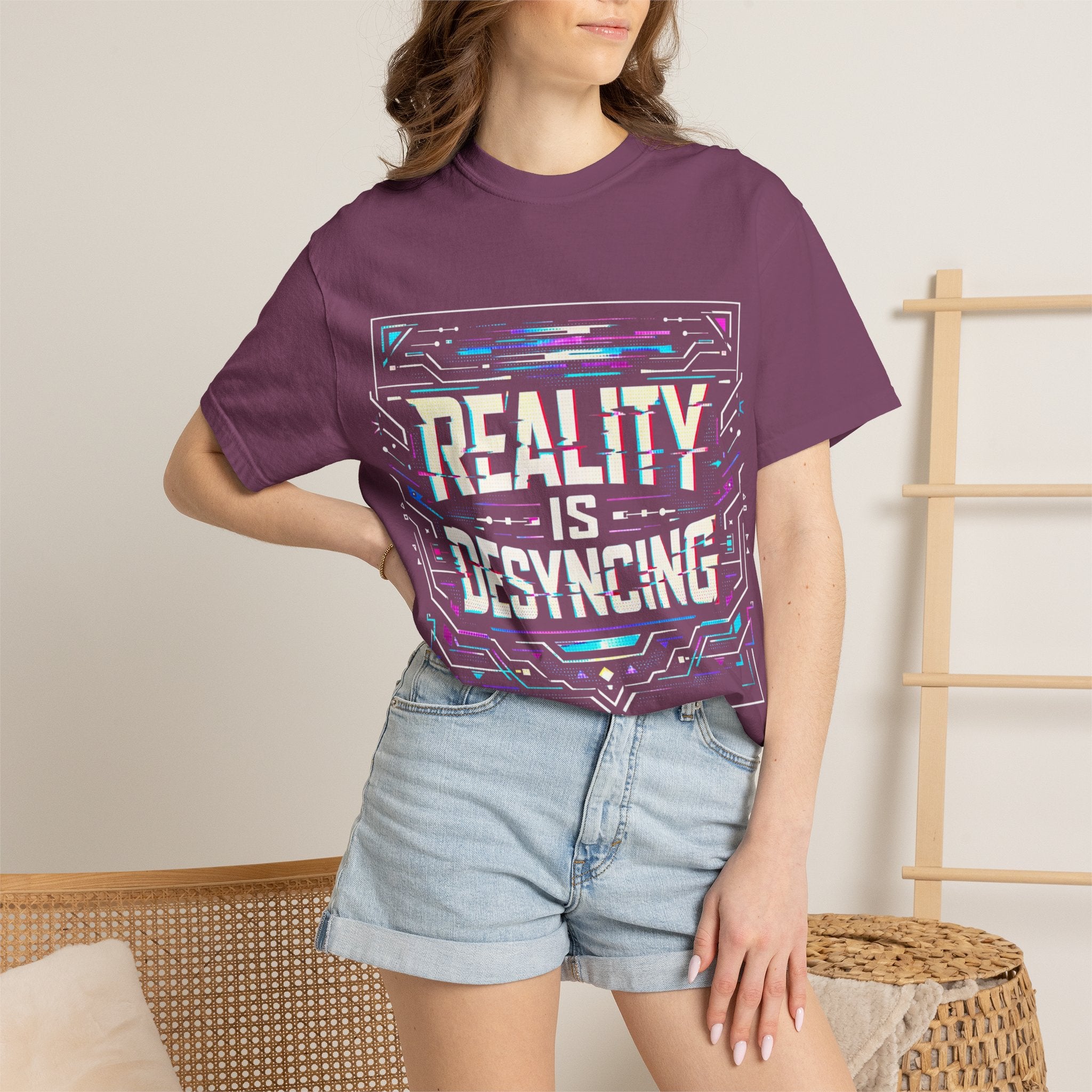 Power Runs Black PRB Glitchy Pastel "Reality Is Desyncing" T-Shirt by Printify