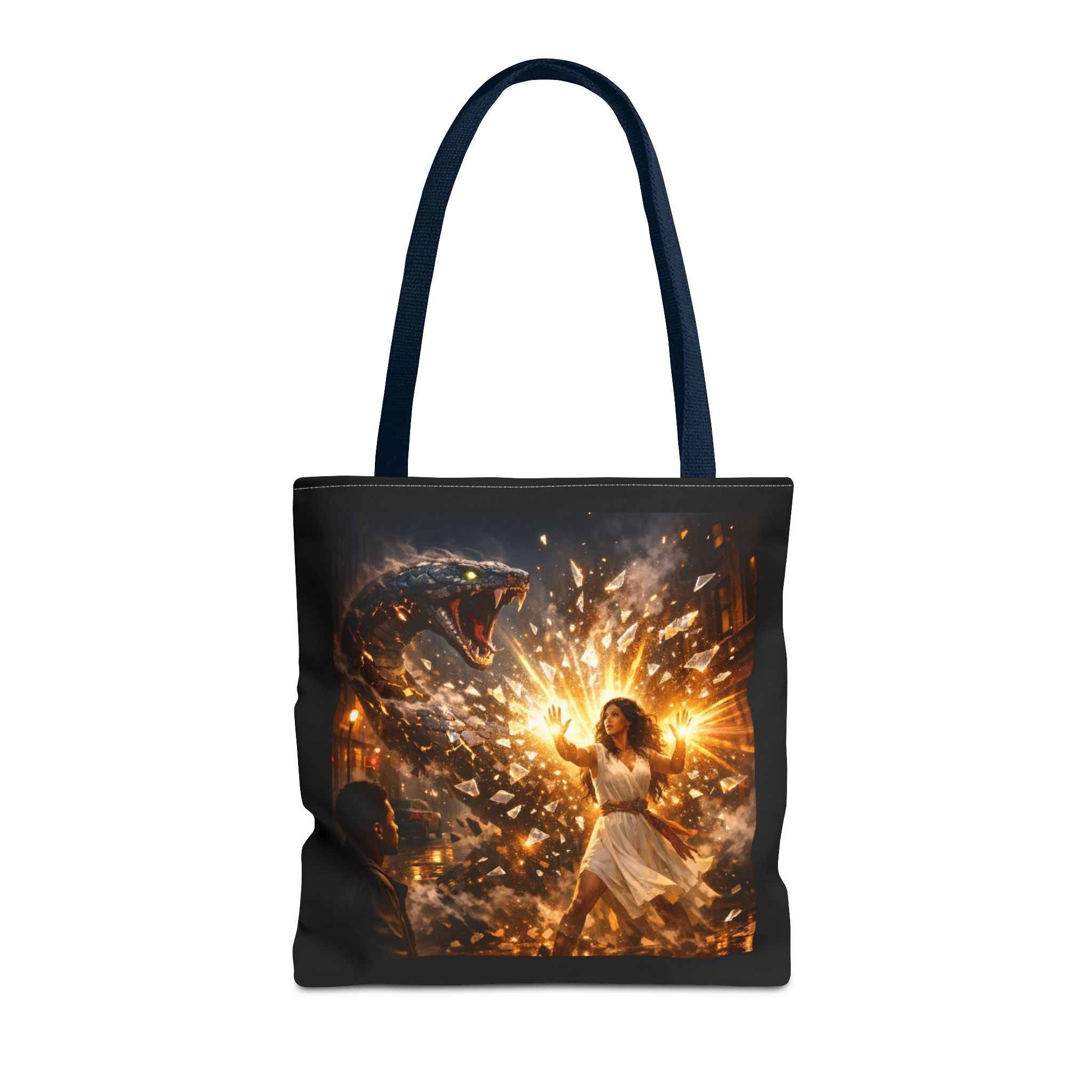 PRB Raging Serpent Burst tote bag | Fantasy serpent explosion art by Printify