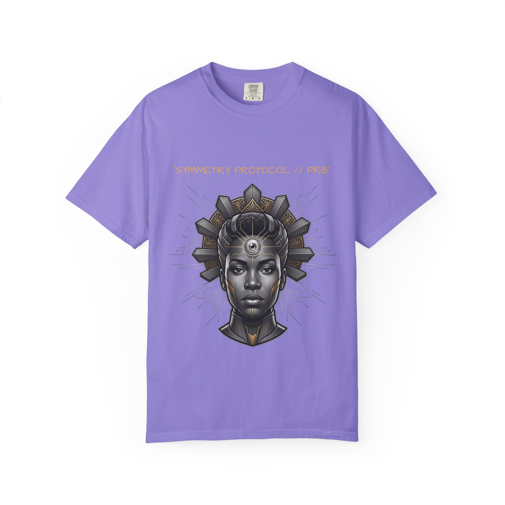 Printify PRB Afrofuturist Crowned Woman T-shirt | Sci‑Fi Portrait Tee - T-Shirt