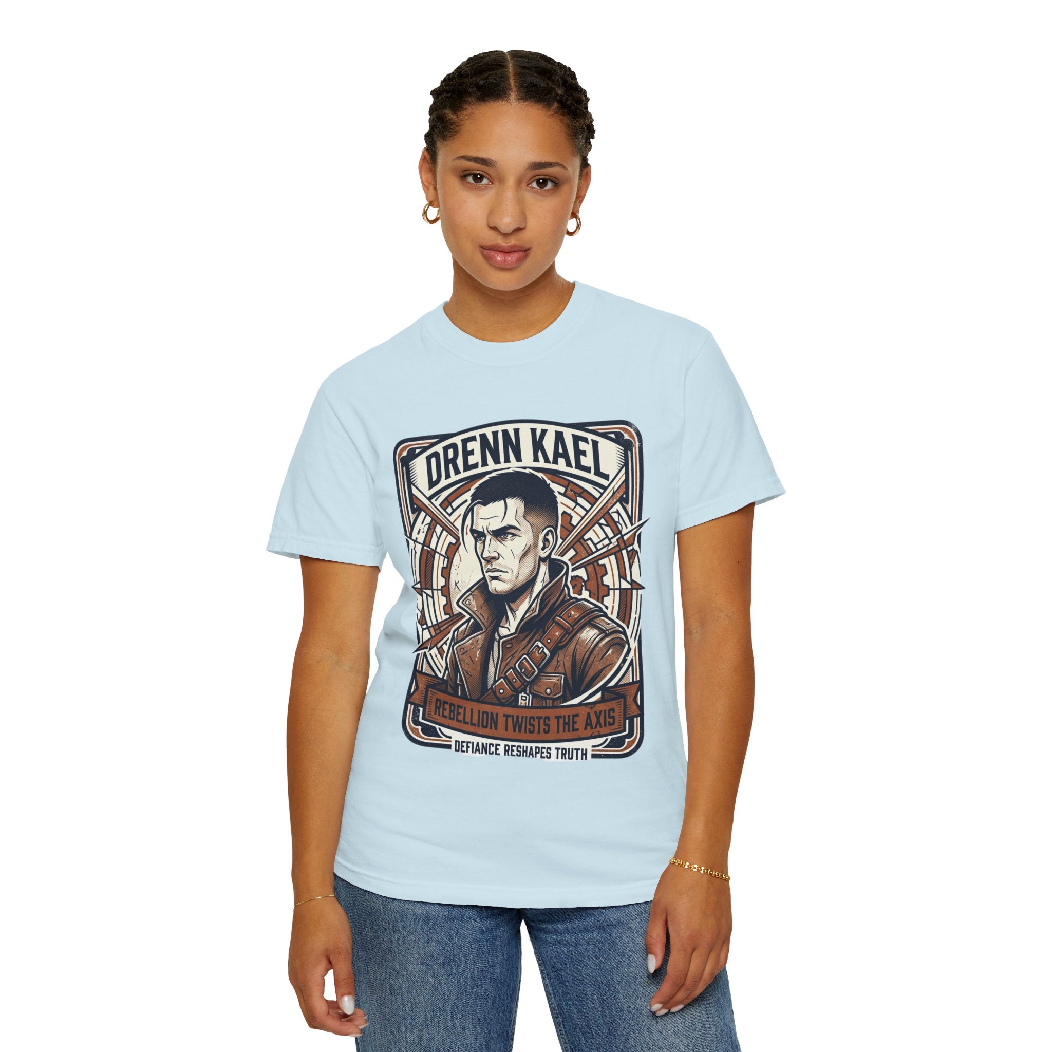 Power Runs Black PRB Drenn Kael Portrait T-Shirt — "Rebellion Twists the Axis" Graphic Tee by Power Runs Black