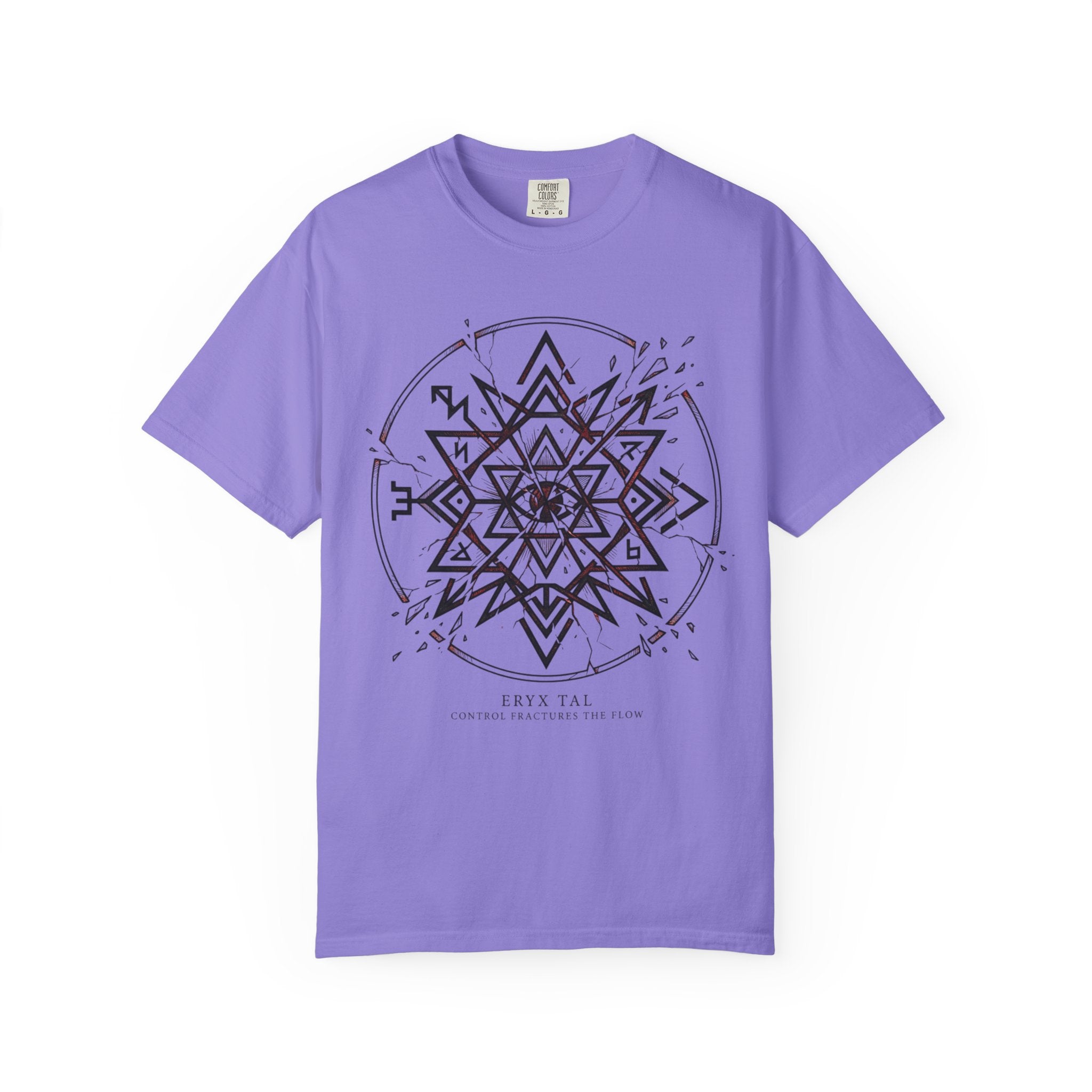 Power Runs Black PRB Eryx Tal Geometric Mandala T-Shirt — Symmetric Star Graphic Tee by Printify