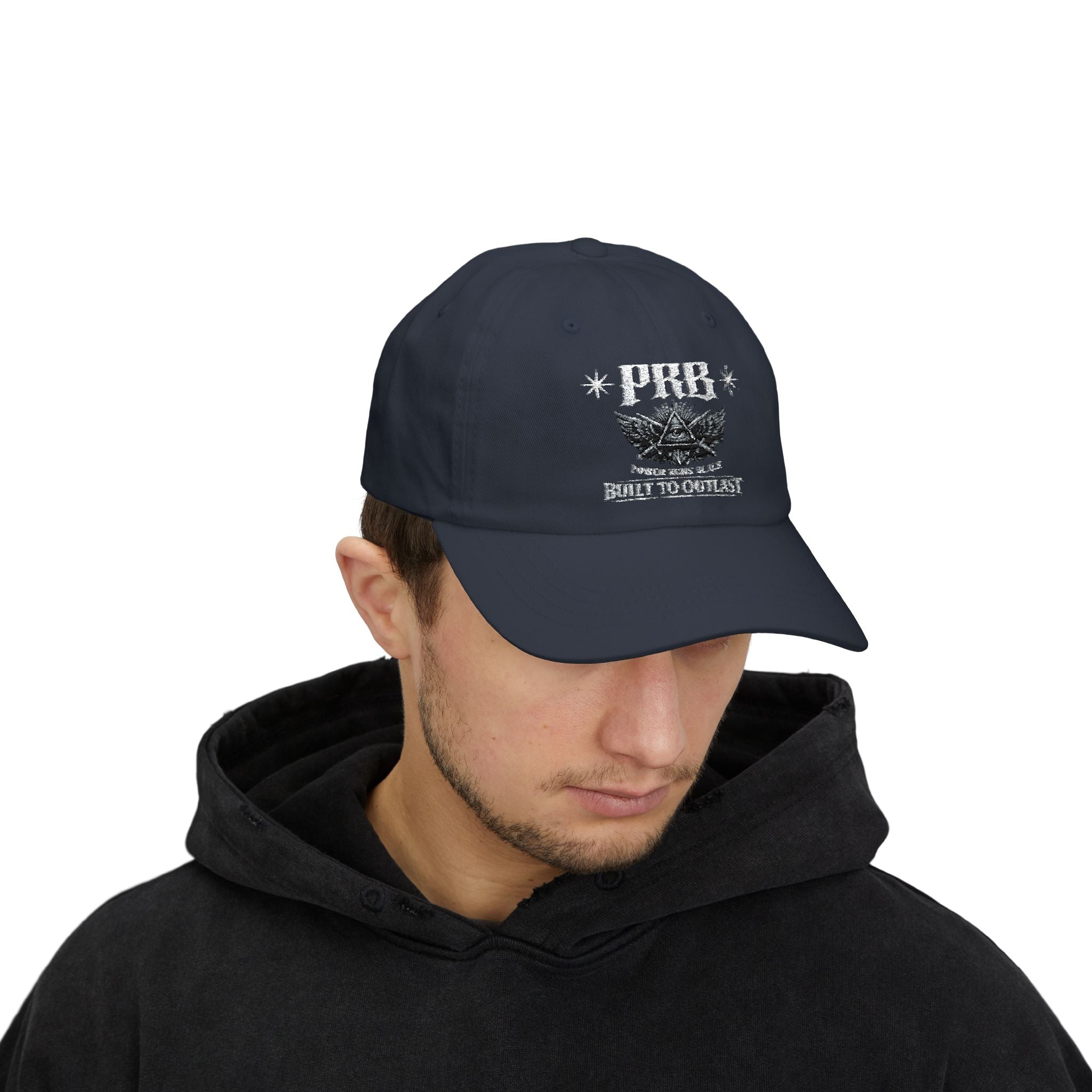 PRB Dad Cap — Vintage Crest Embroidered Baseball Hat by Power Runs Black