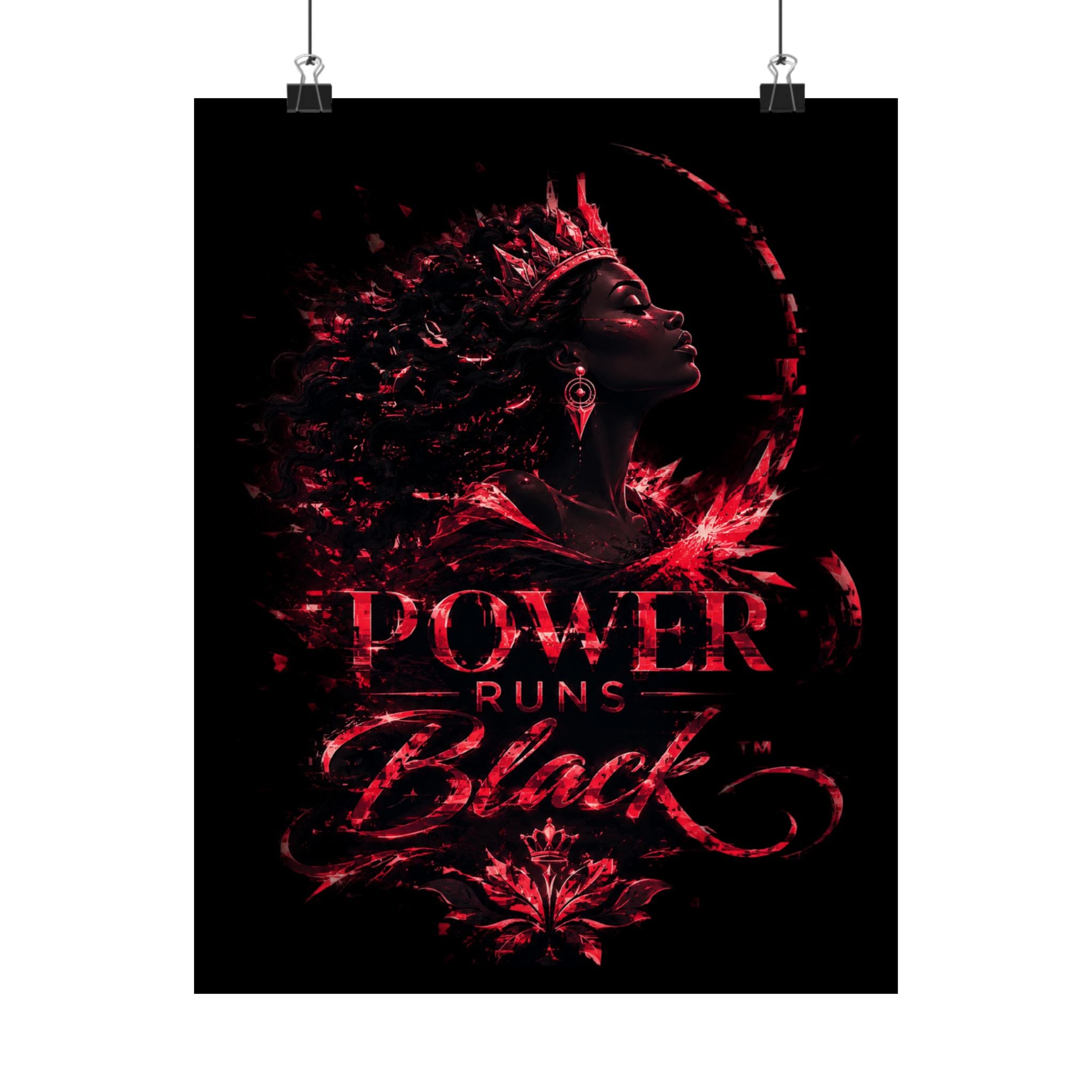 Power Runs Black Matte Poster — Afrocentric Inspirational Wall Art by Power Runs Black