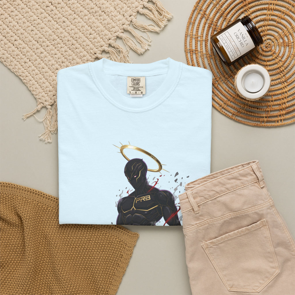 PRB Shadow Hero Graphic T-Shirt — Haloed Vigilante Illustration by Printify