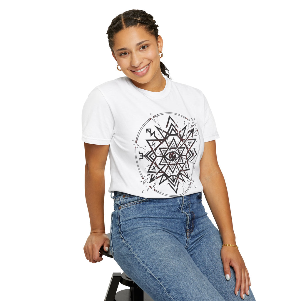 Power Runs Black PRB Eryx Tal Geometric Mandala T-Shirt — Symmetric Star Graphic Tee by Power Runs Black