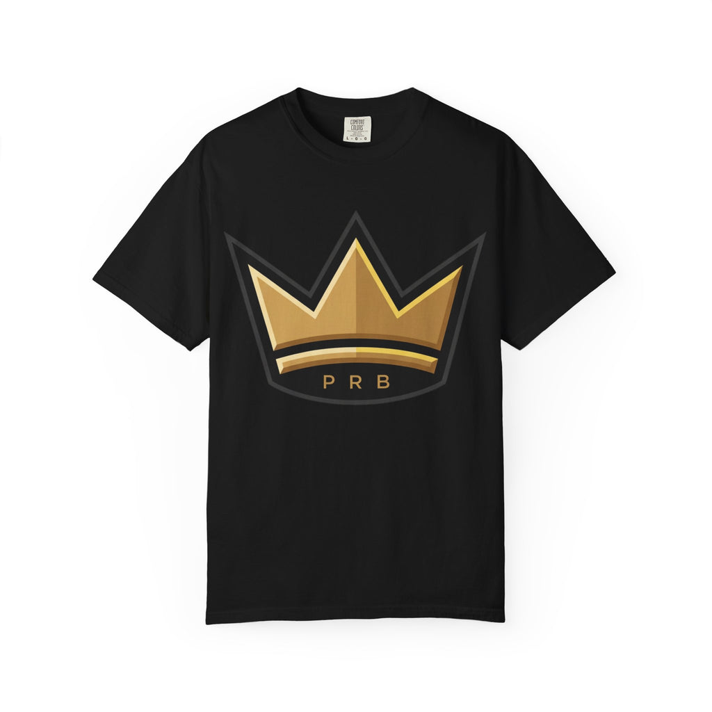 PRB Crown & Cosmos Graphic T-Shirt | Gold Royal Crest & Celestial Back by Printify