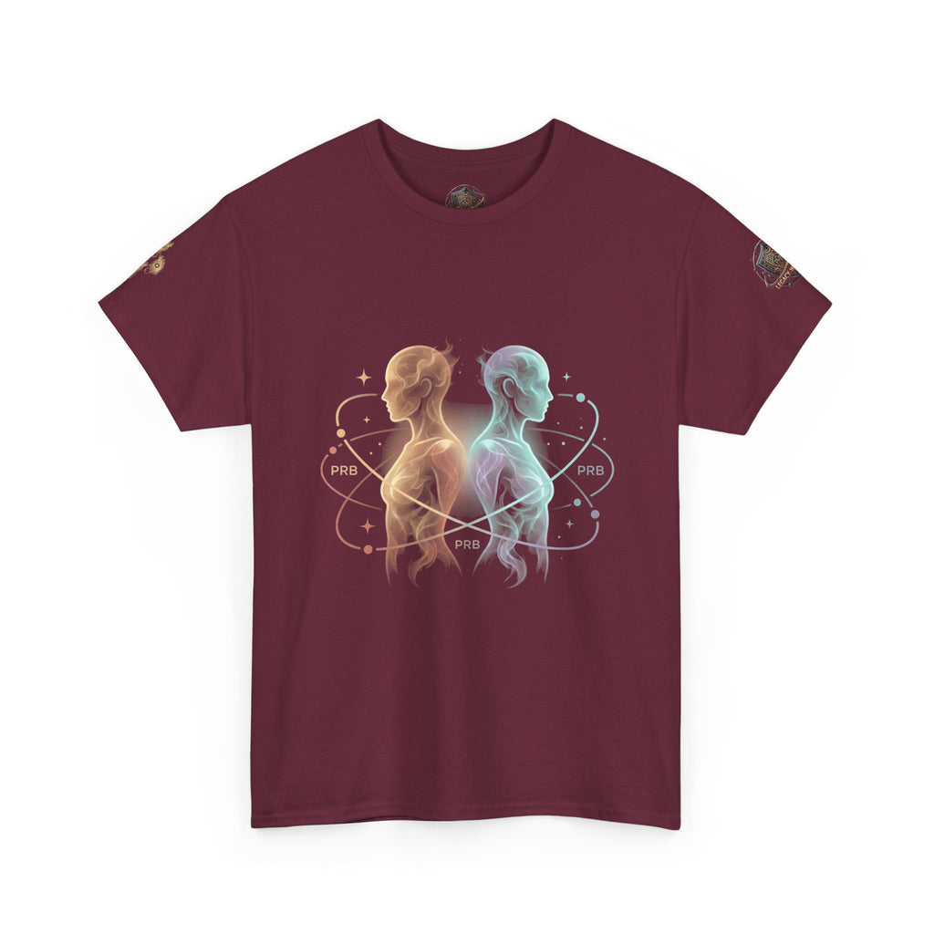 Power Runs Black Gemini Spirit Tee — Twin Sun & Moon Celestial Graphic T-Shirt by Printify