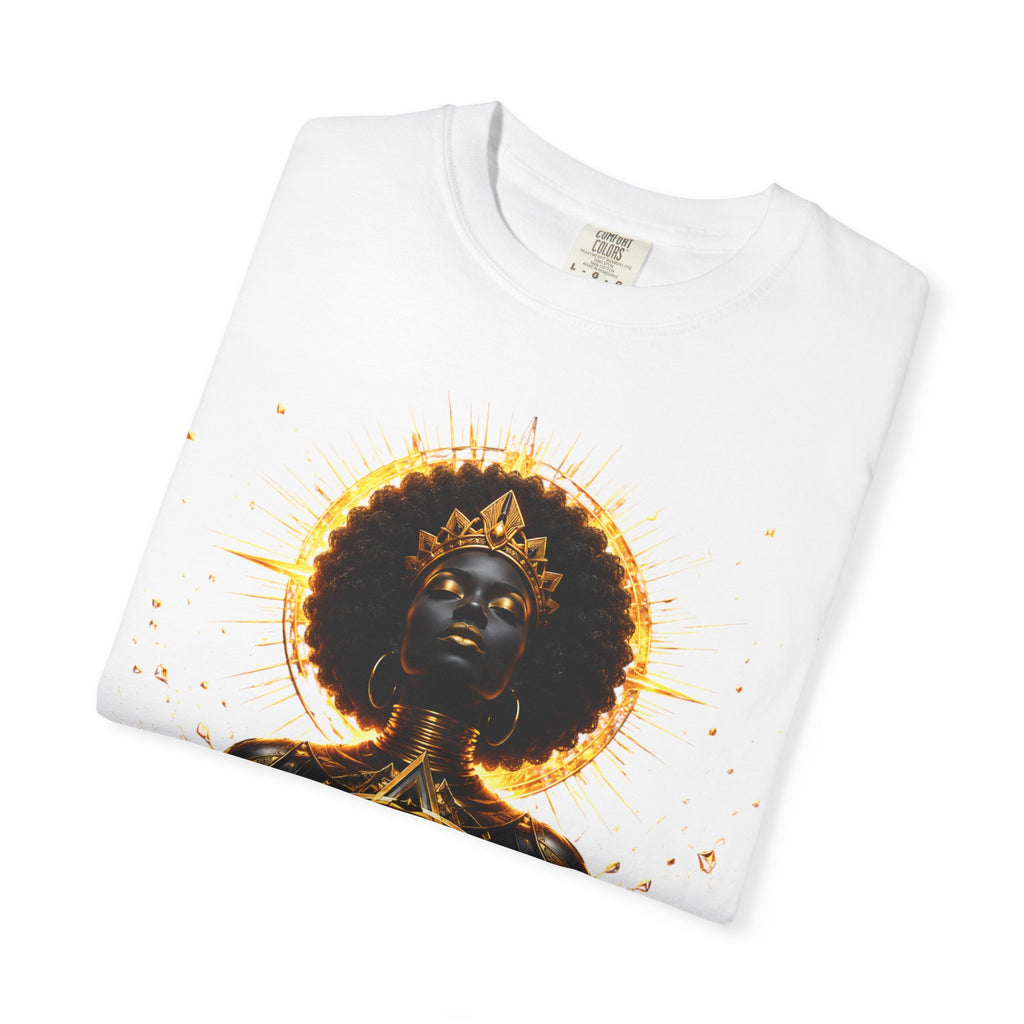 Power Runs Black goddess illustration T-Shirt | Afrocentric black pride design by Power Runs Black