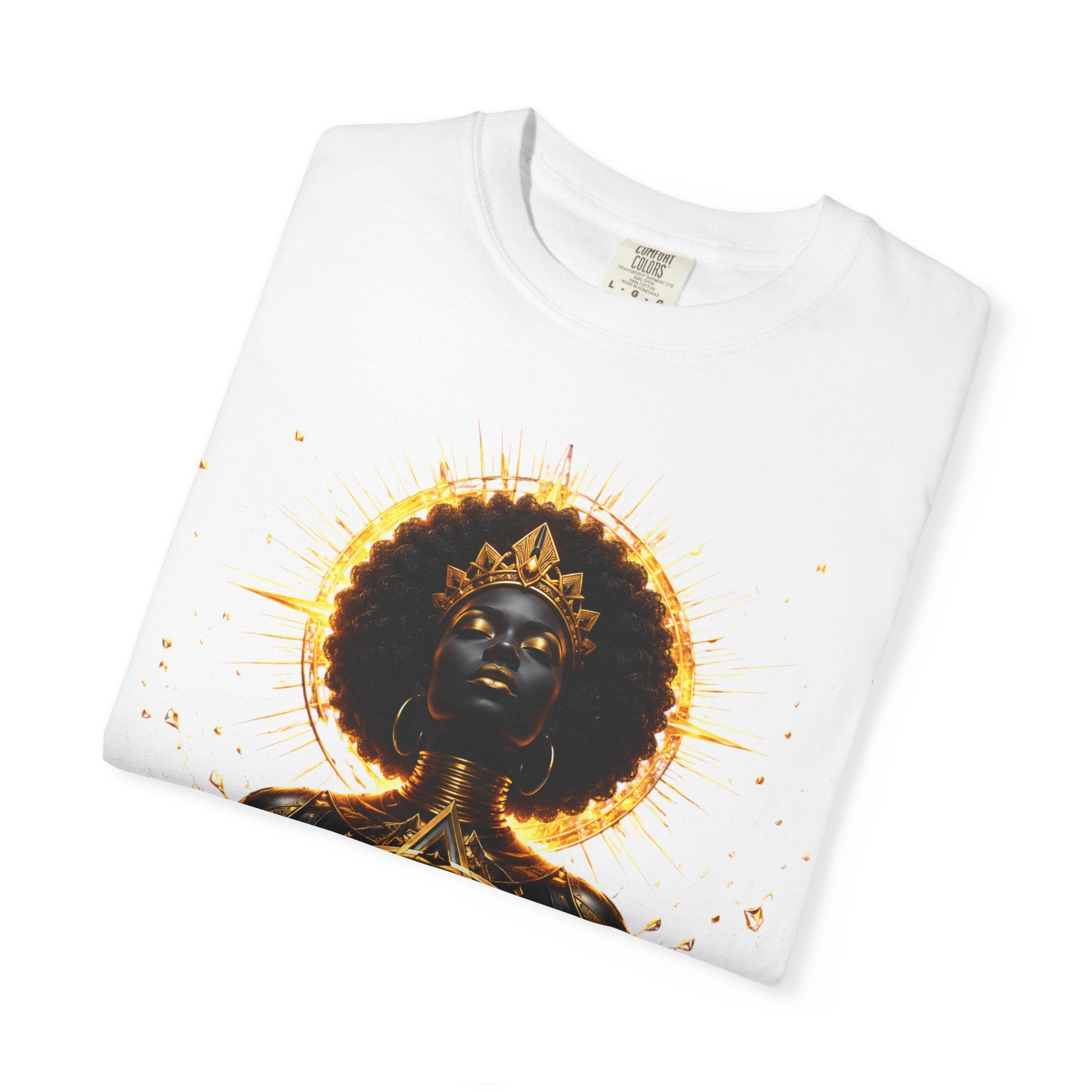Power Runs Black goddess illustration T-Shirt | Afrocentric black pride design by Power Runs Black