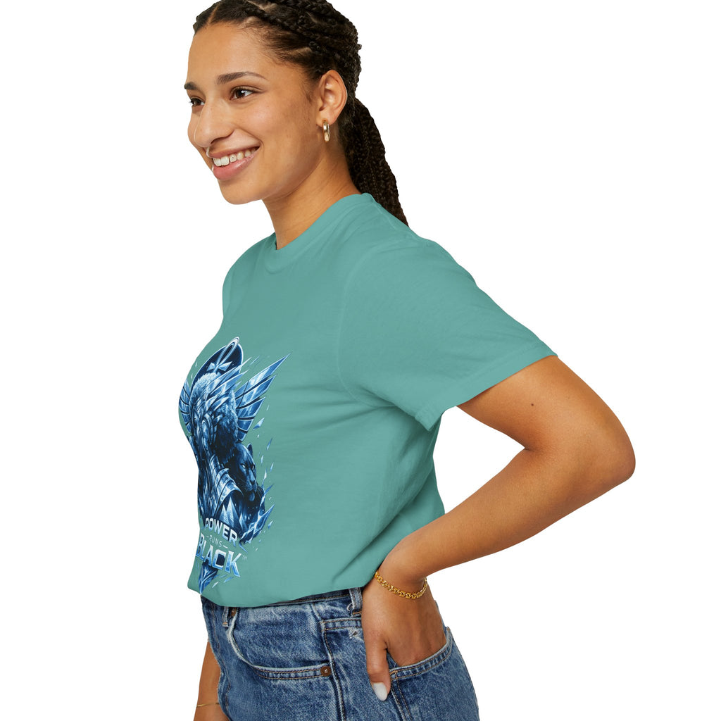 Power of Black Graphic T-Shirt — Egyptian Ankh Warrior Design by Power Runs Black