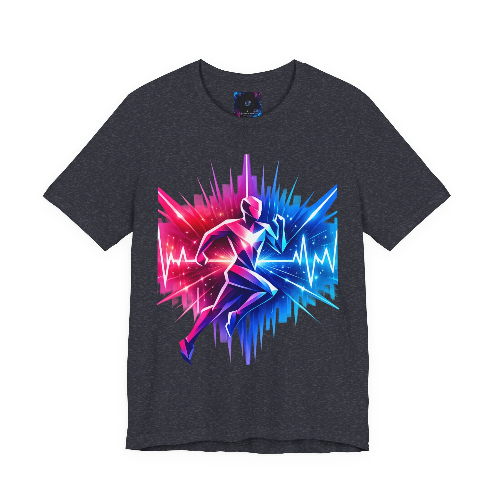 Power Runs Black PRB Running Pulse Graphic Tee — Neon Runner Heartbeat Sports T‑Shirt by Power Runs Black