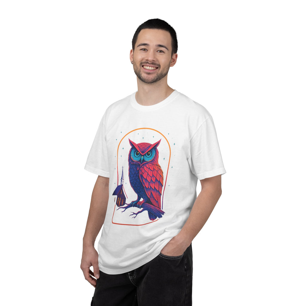 Power Runs Black PRB Neon Owl Illustration T-Shirt | Night Church Graphic Tee by Power Runs Black