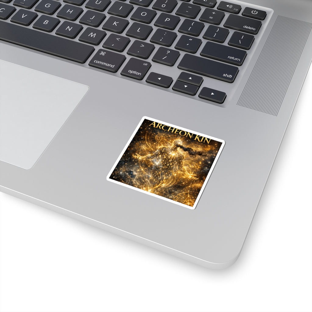 PRB Archeon Kin Cosmic Spiritual Sticker — Golden Astral Figure Kiss-Cut by Power Runs Black