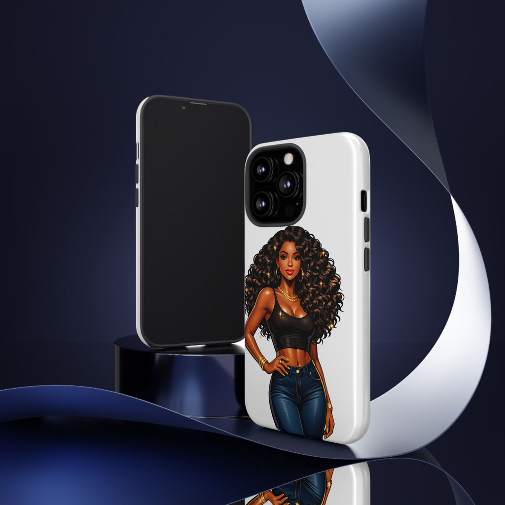 Pretty Rich Bitch by PRB Curly Hair Phone Case by Power Runs Black