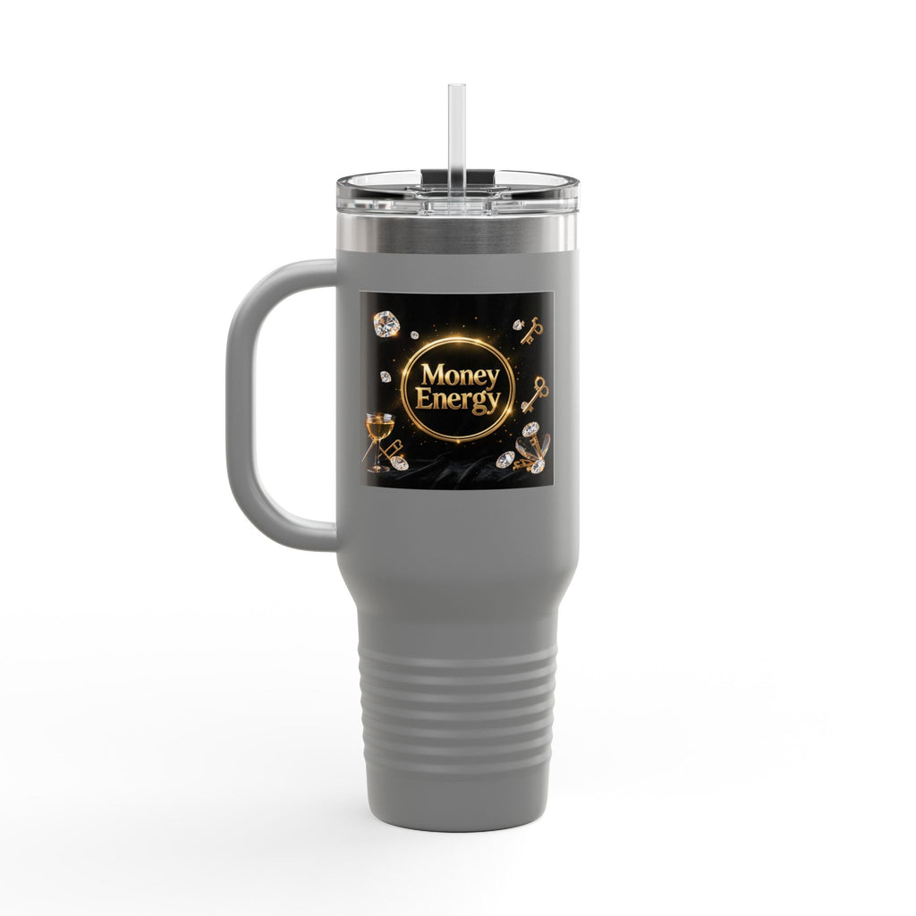 PRB 40oz Insulated Travel Mug — "Money Energy" Motivational Design by Printify