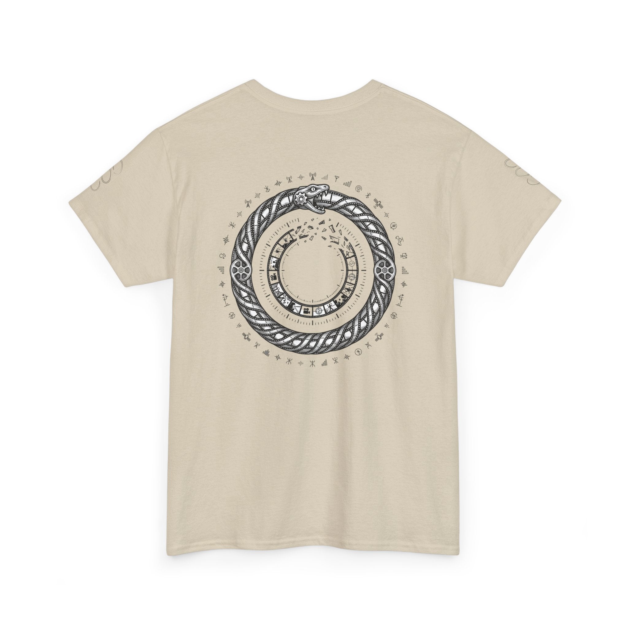 Power Runs Black — "The Agenda of the Arch" Retro TV Ouroboros Graphic Tee by Printify
