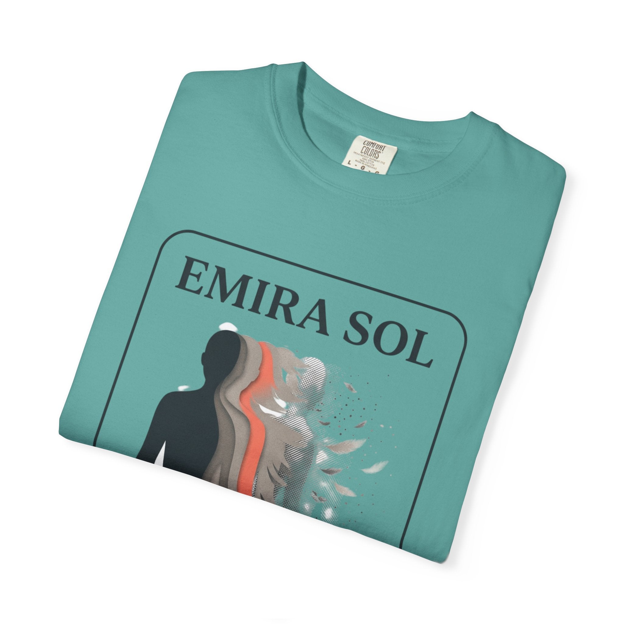 Power Runs Black PRB Emira Sol Graphic T-Shirt — Silhouette Art "Release Shadows" Tee by Printify