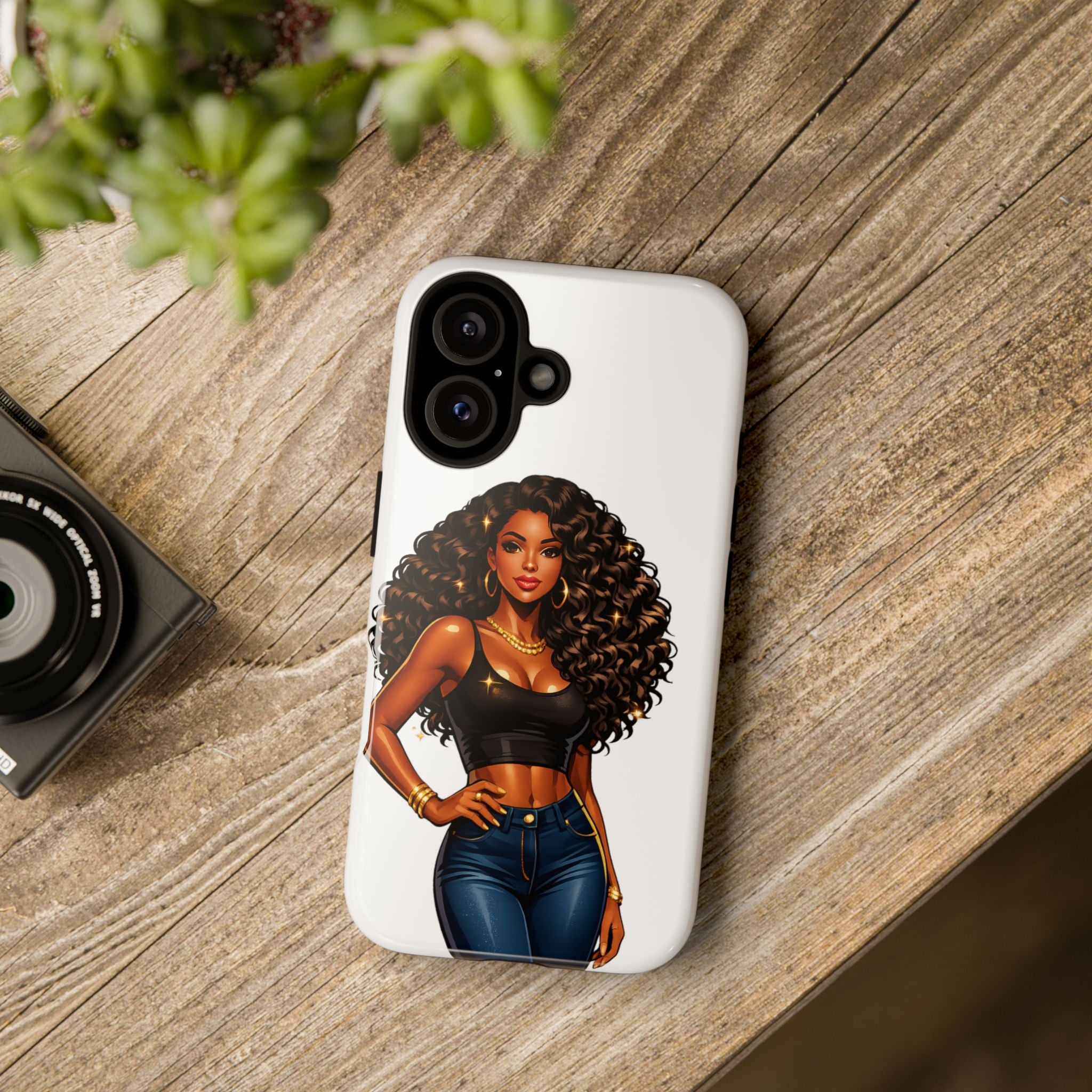 Pretty Rich Bitch by PRB Curly Hair Phone Case by Power Runs Black