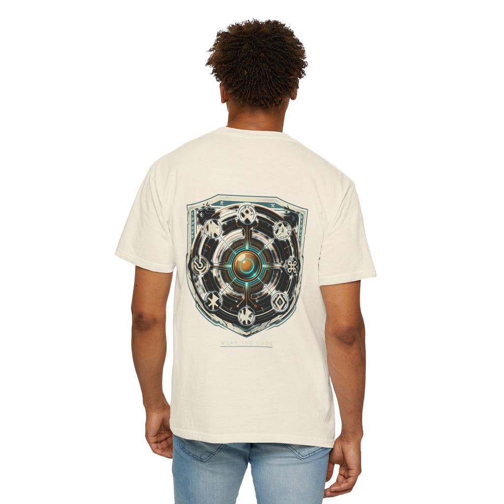 Power Runs Black PRB "Wear The Code" Mystic Shield T-Shirt — Geometric Sigil Graphic Tee by Printify